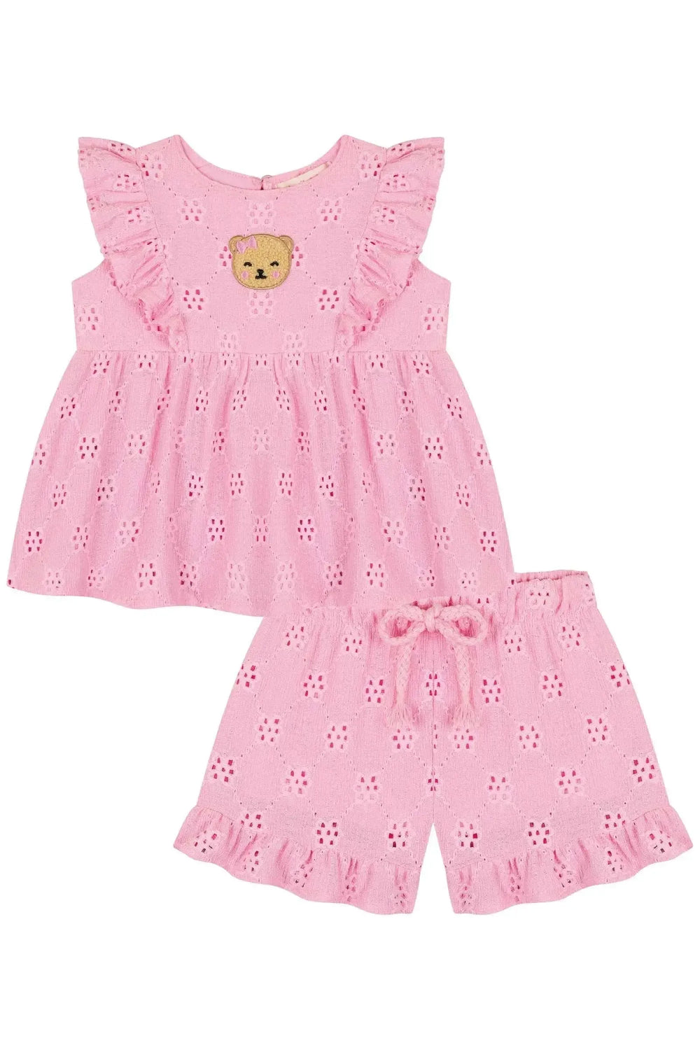 Conjunto de Bata e Shorts em Malha Laise Kukiê Bebê Menina