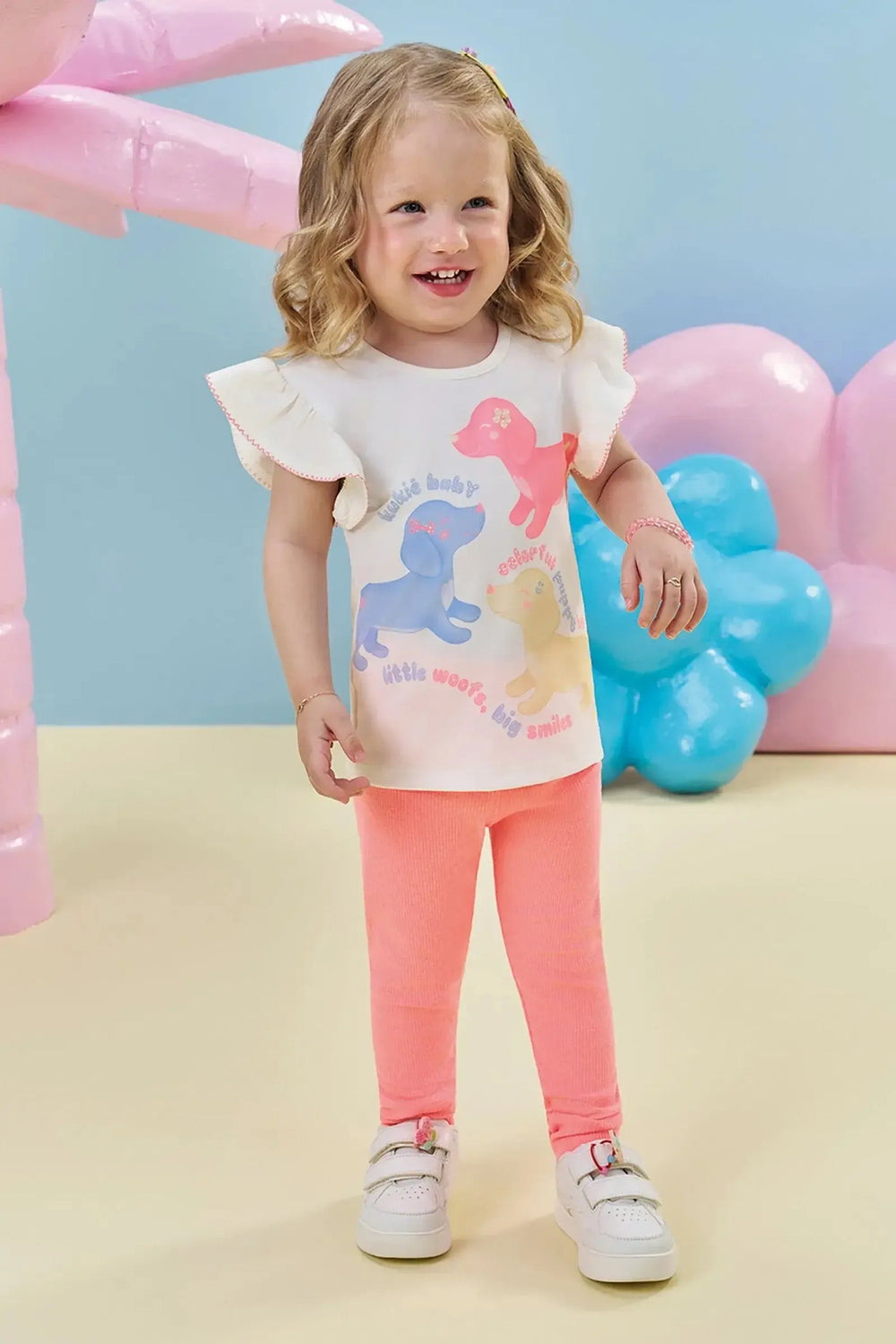 Calça Legging em Ribana 1x1 Kukiê Bebê Menina