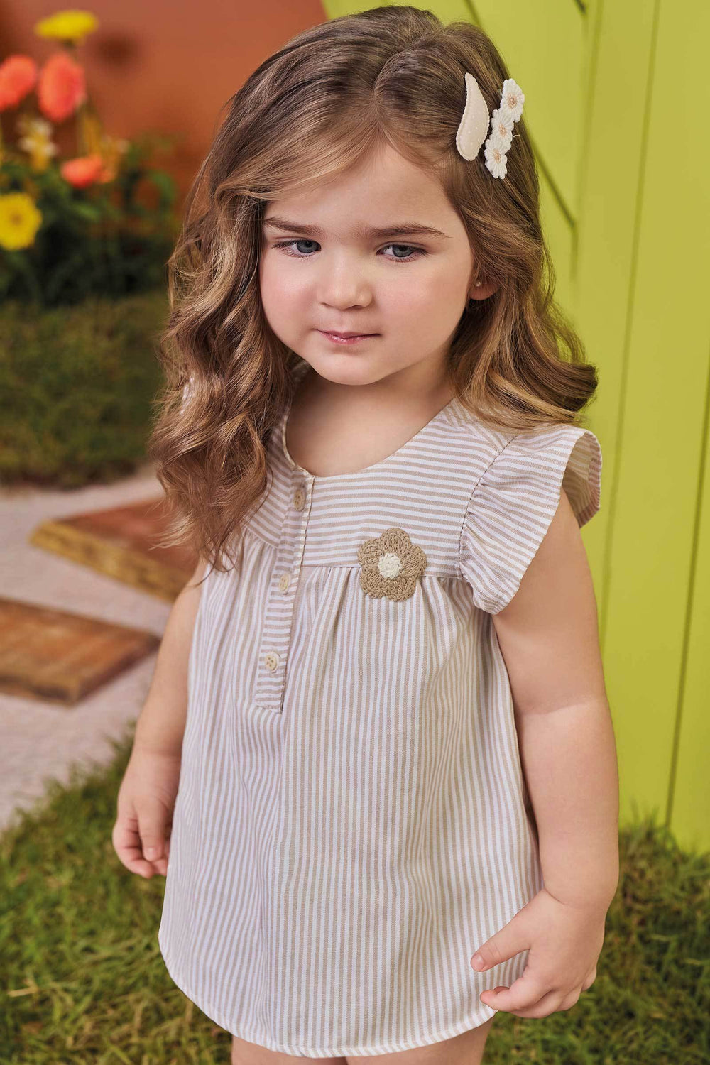 Vestbody em Tricoline Listrado Kukiê Bebê Menina