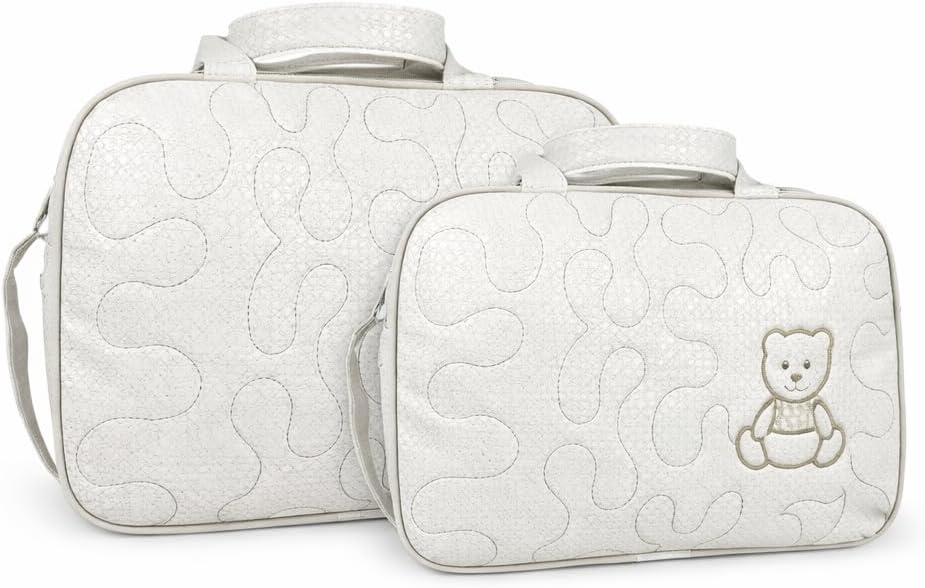 Kit Bolsa Maternidade 2 Peças Bolsa Grande e Frasqueira Branco