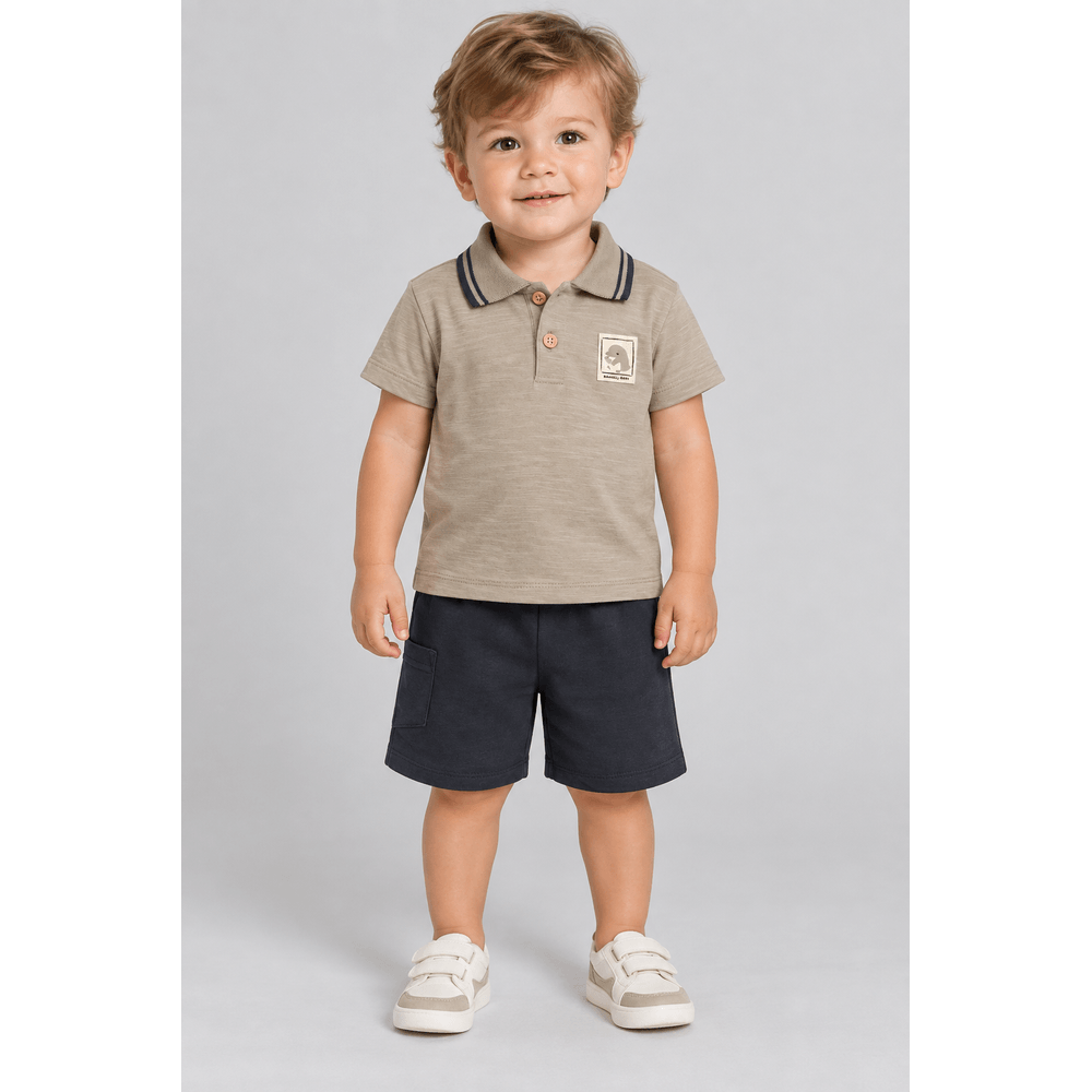 Conjunto polo bebê menino em malha Brandili Baby
