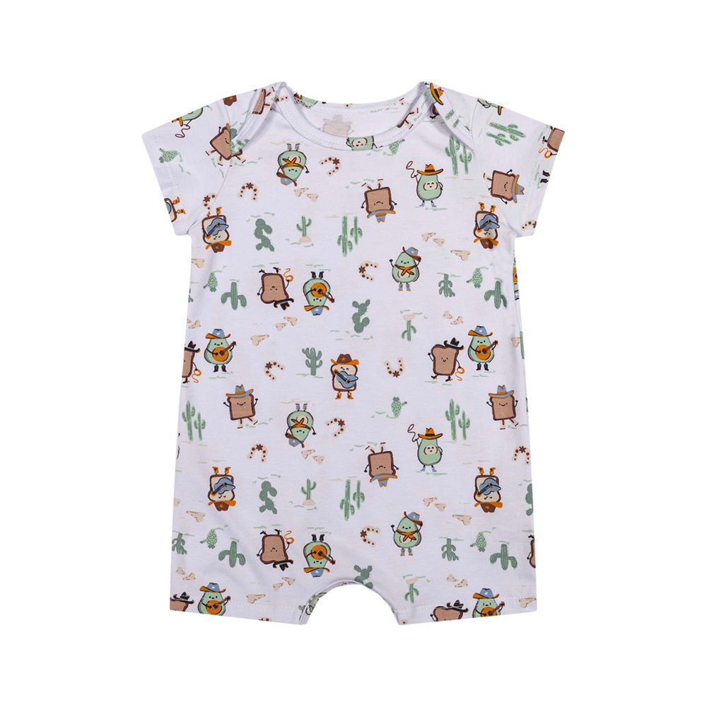 Macaquinho Bebê Menino Estampado Cotton Elian Bege