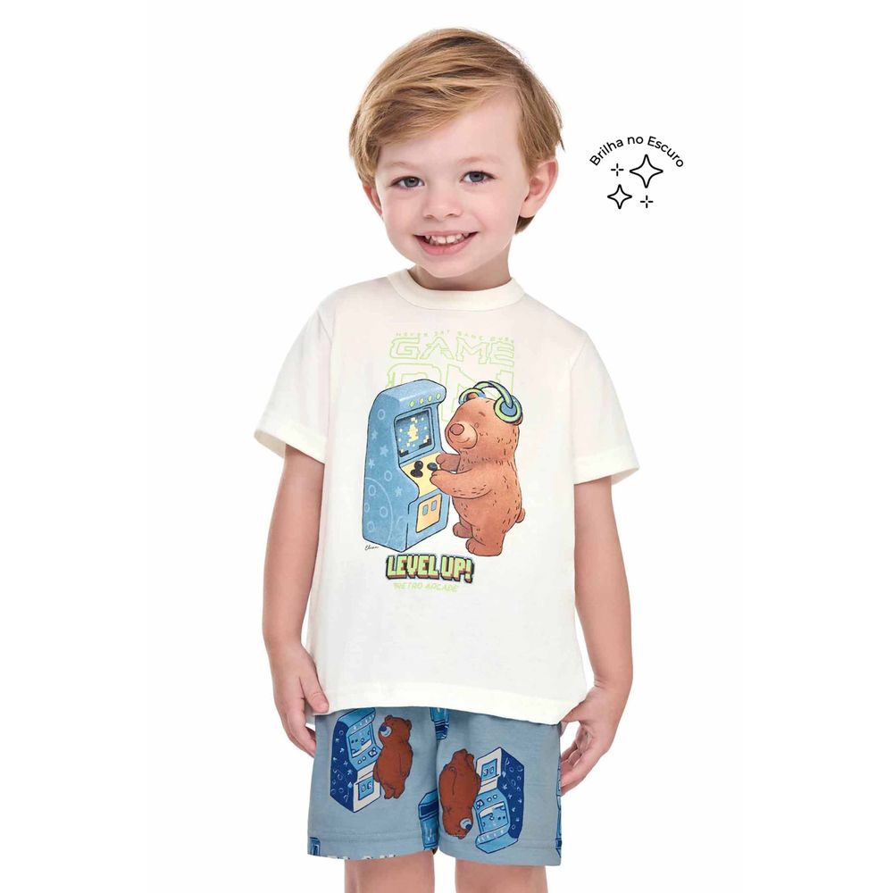 Pijama Infantil Menino Game On Ursinho Elian Bege