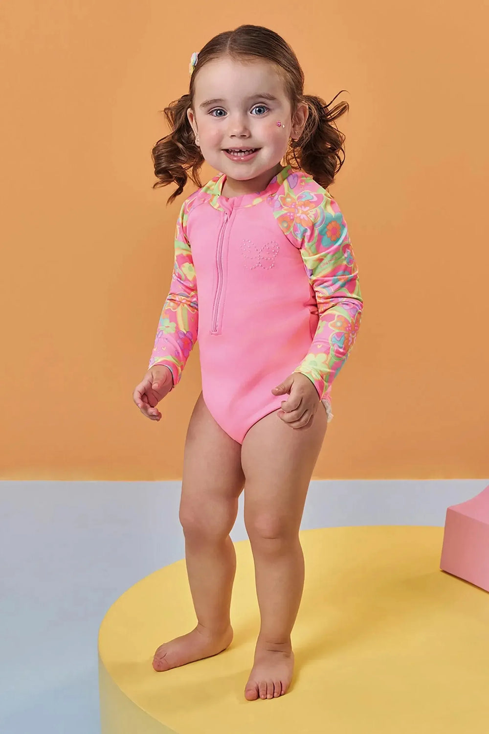 Maiô em Malha com Proteção Uv 50+ Kukiê Bebê Menina