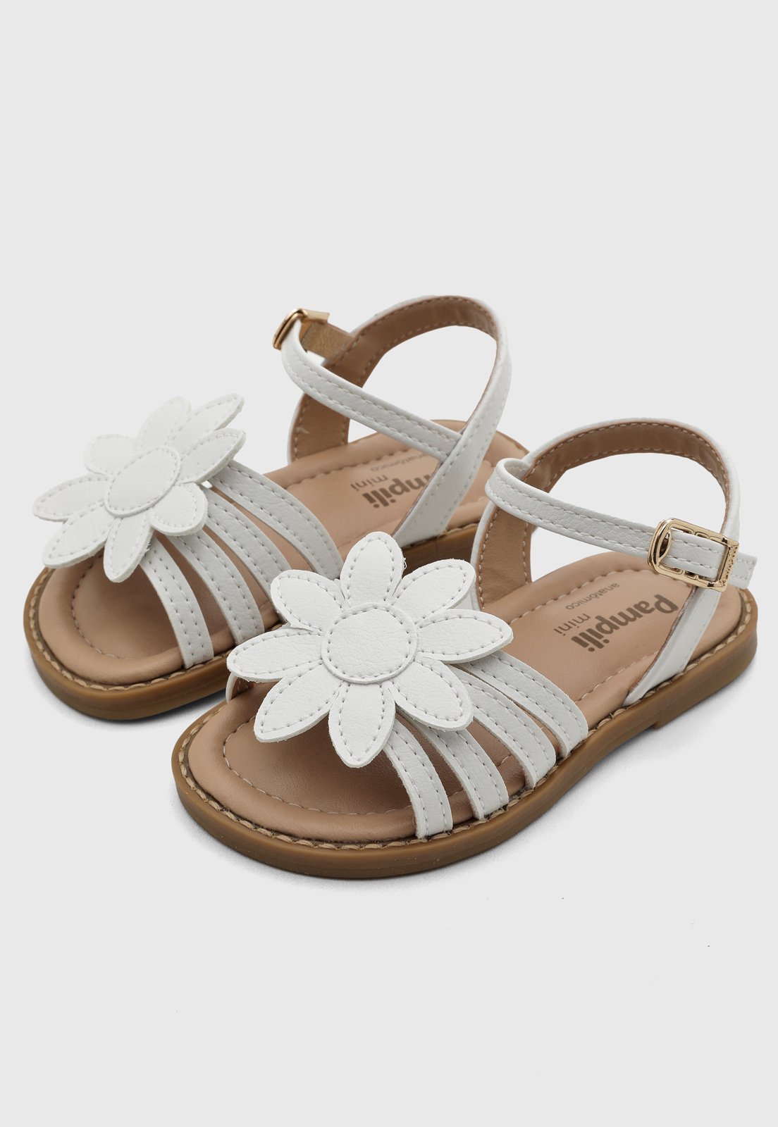 Sandália Infantil Pampili Maite Flor Branca