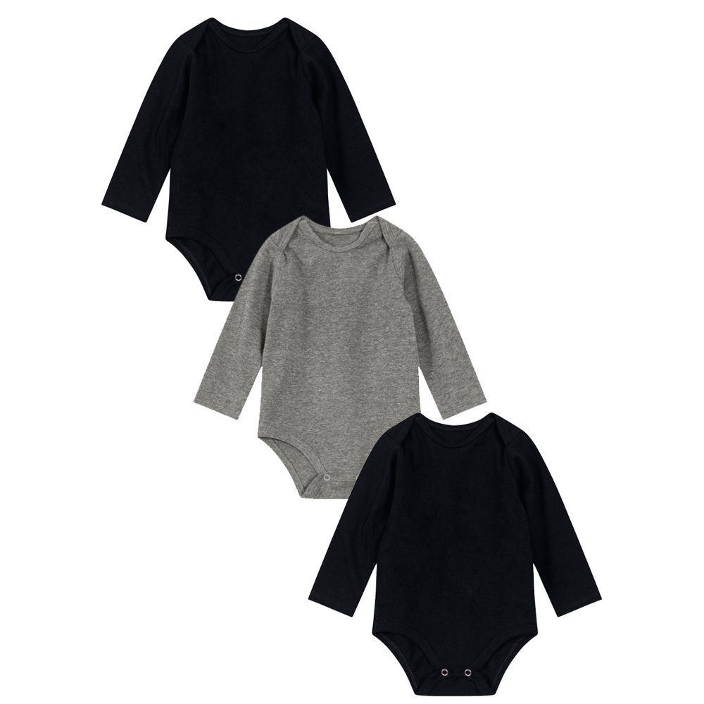 Kit bebê unissex com 3 bodies em cotton Brandili