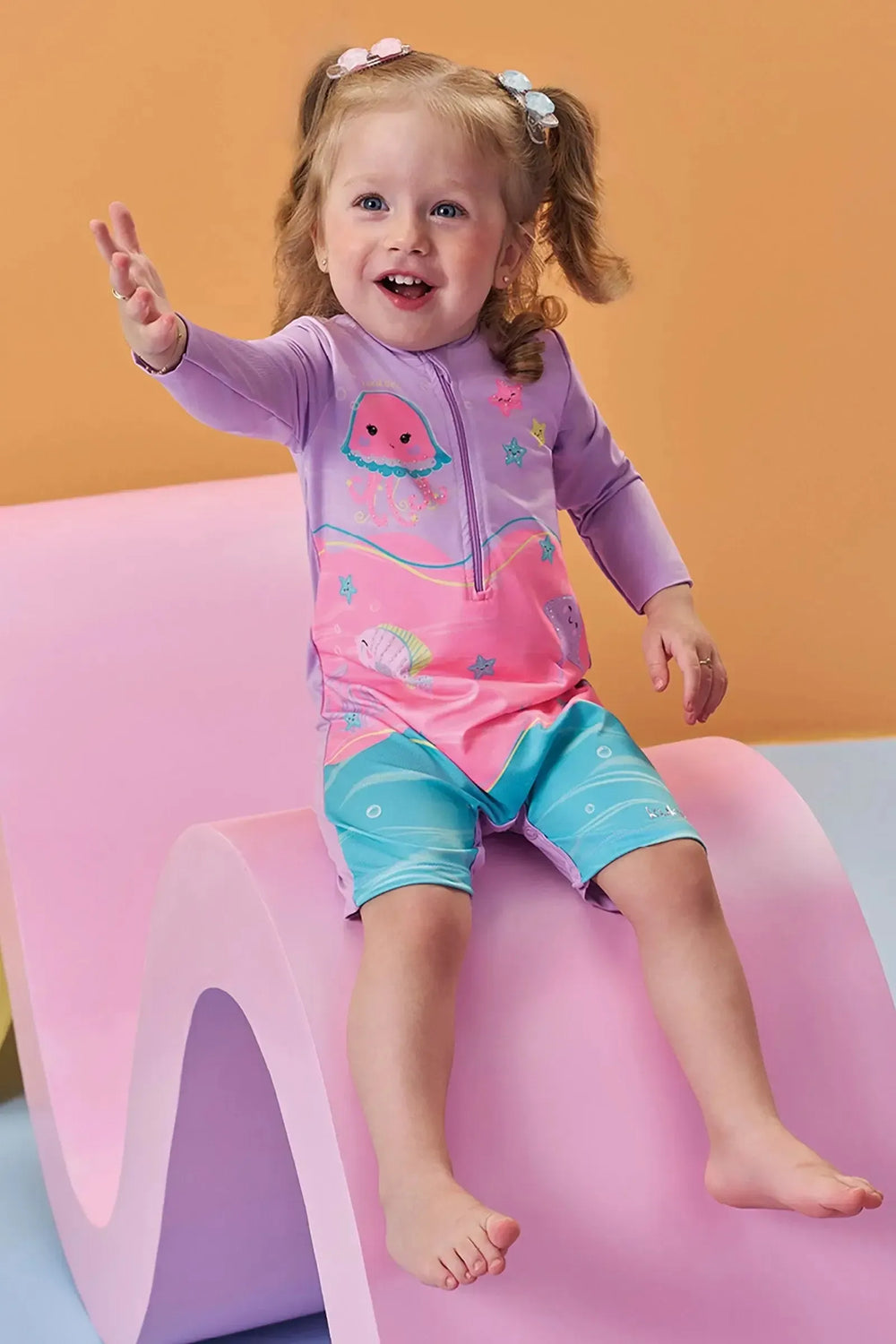 Macacão em Malha com Proteção UV50+ Kukiê Bebê Menina