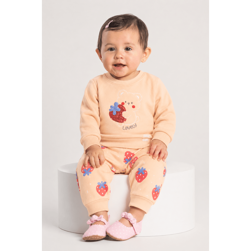 Conjunto bebê menina peluciado Brandili Baby