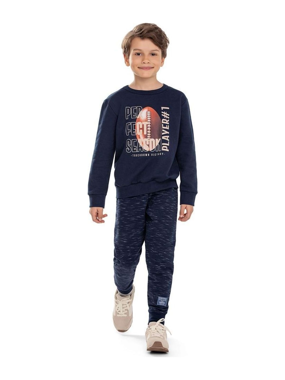 Conjunto Longo Infantil Menino Football Elian Azul