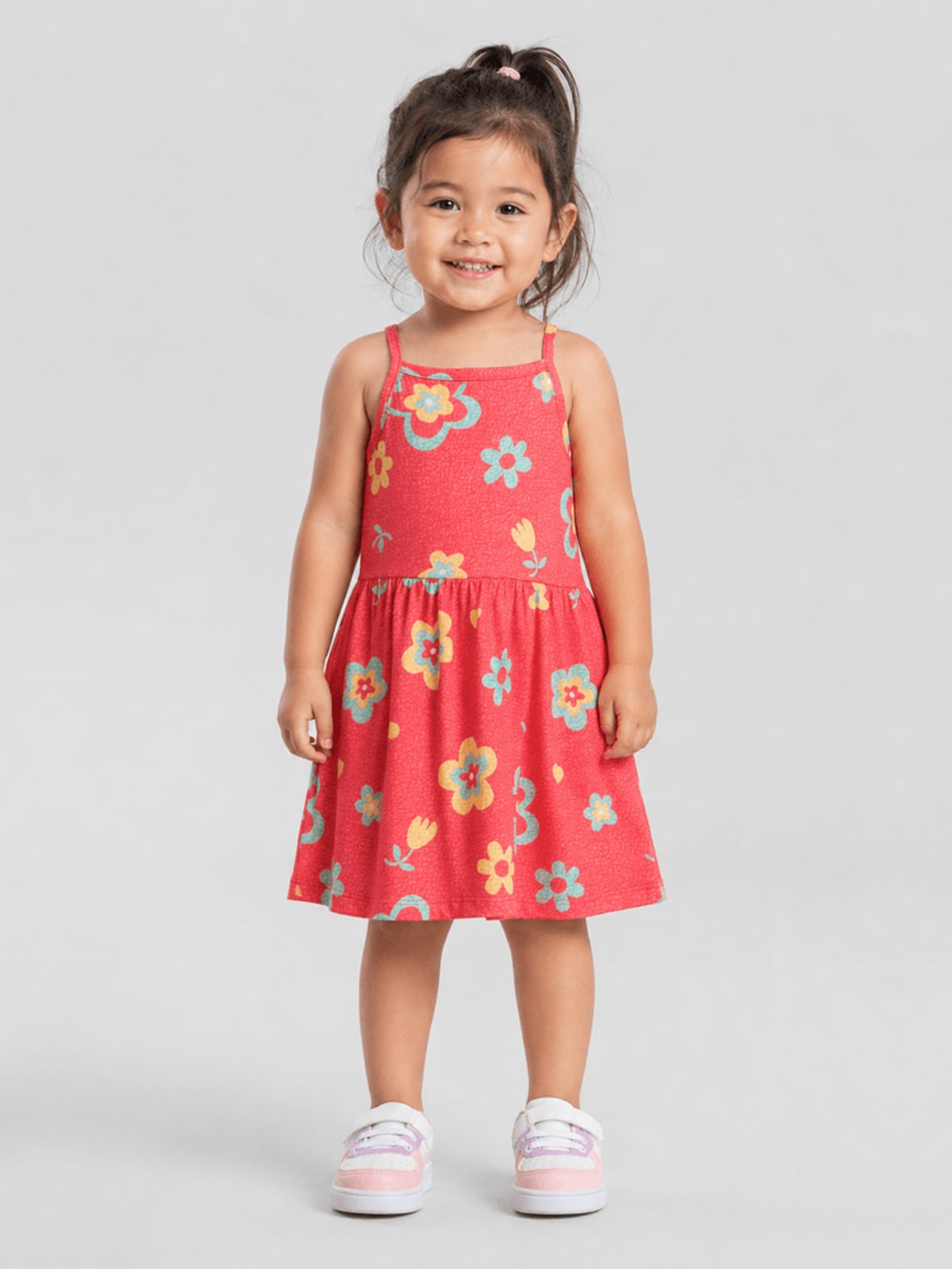 Vestido infantil menina de flores Brandili