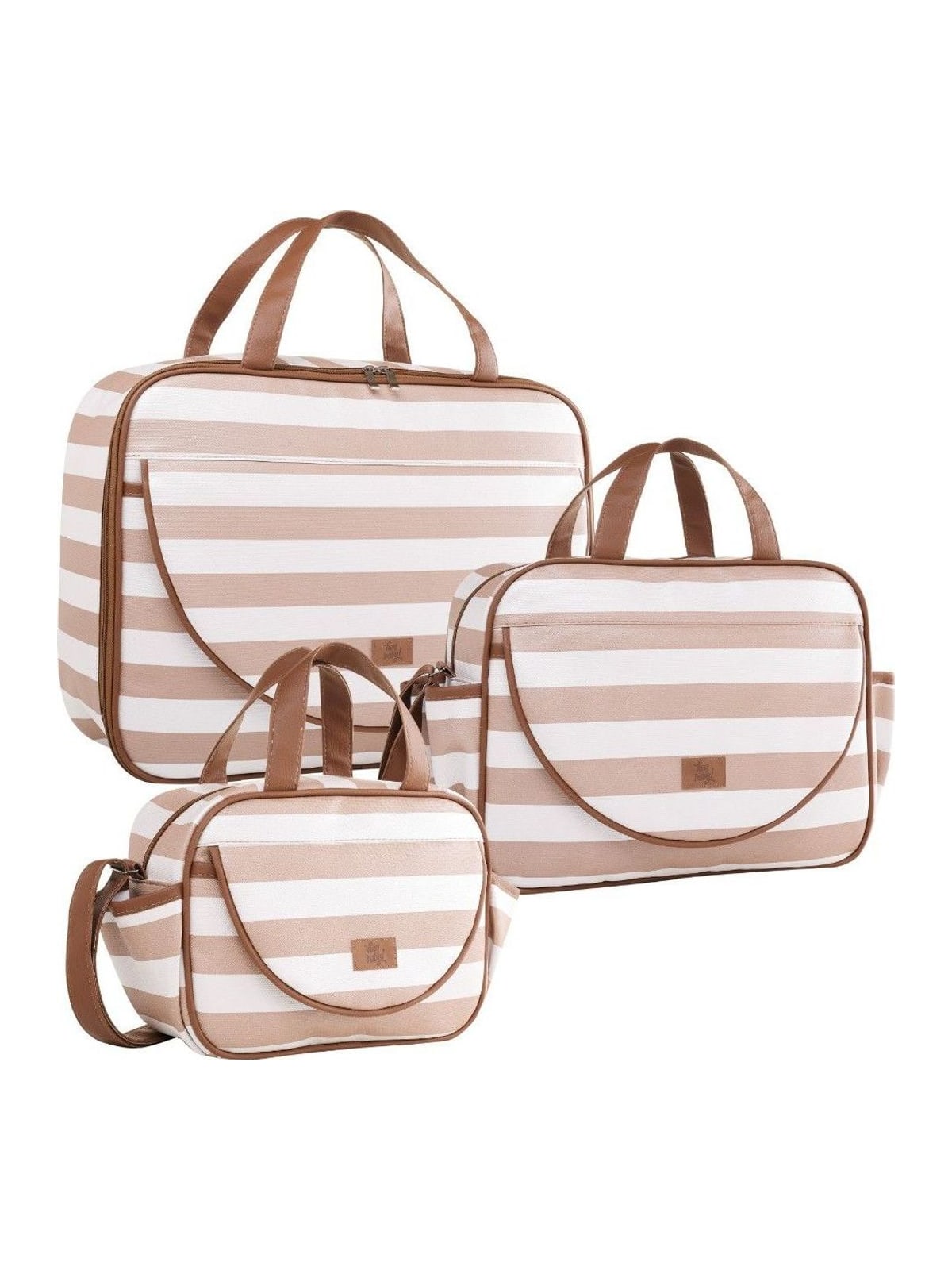 Kit Mala, Bolsa e Frasqueira Térmica Maternidade Hey Baby Street Bege