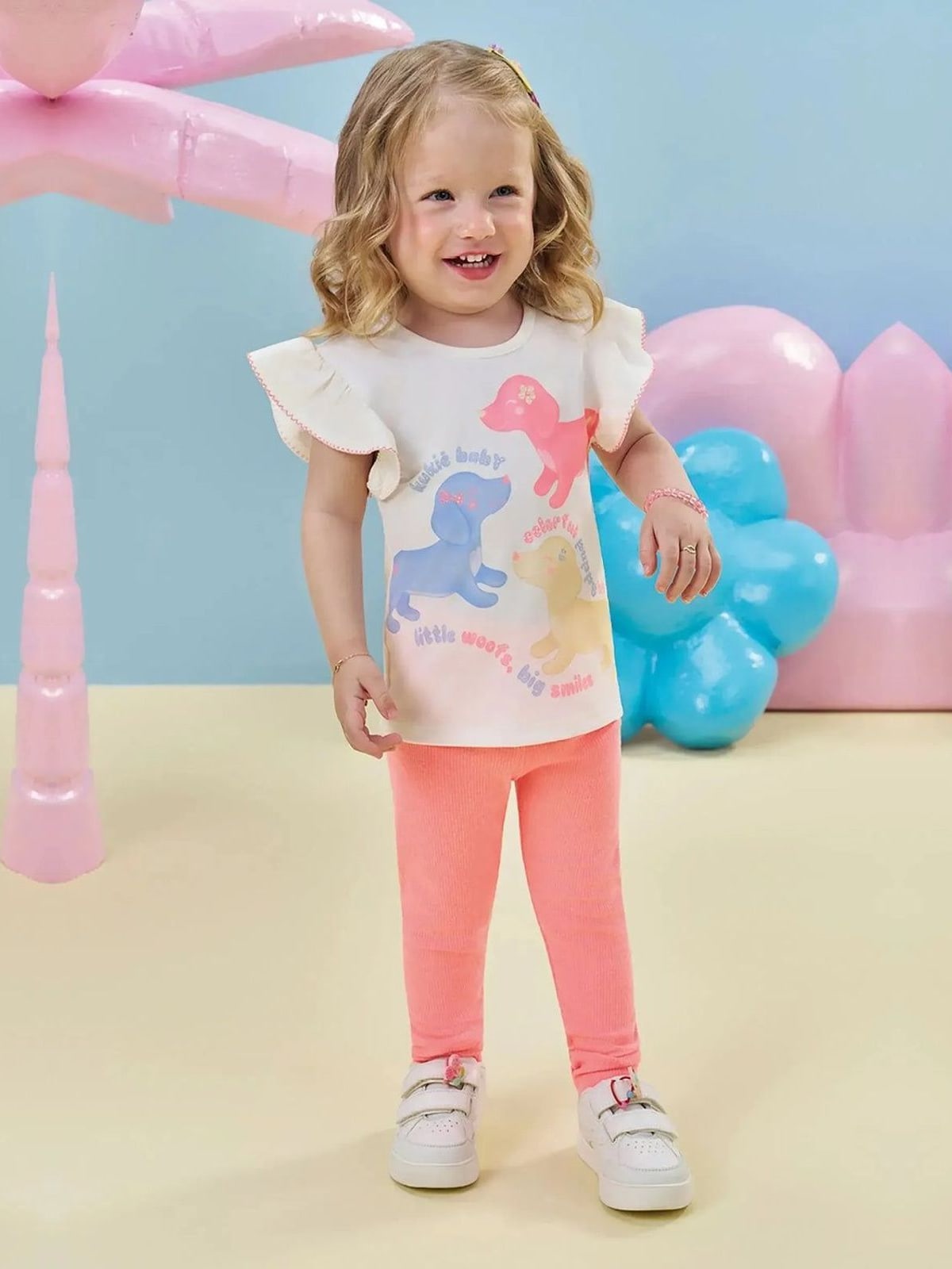 Calça Legging em Ribana 1x1 Kukiê Bebê Menina