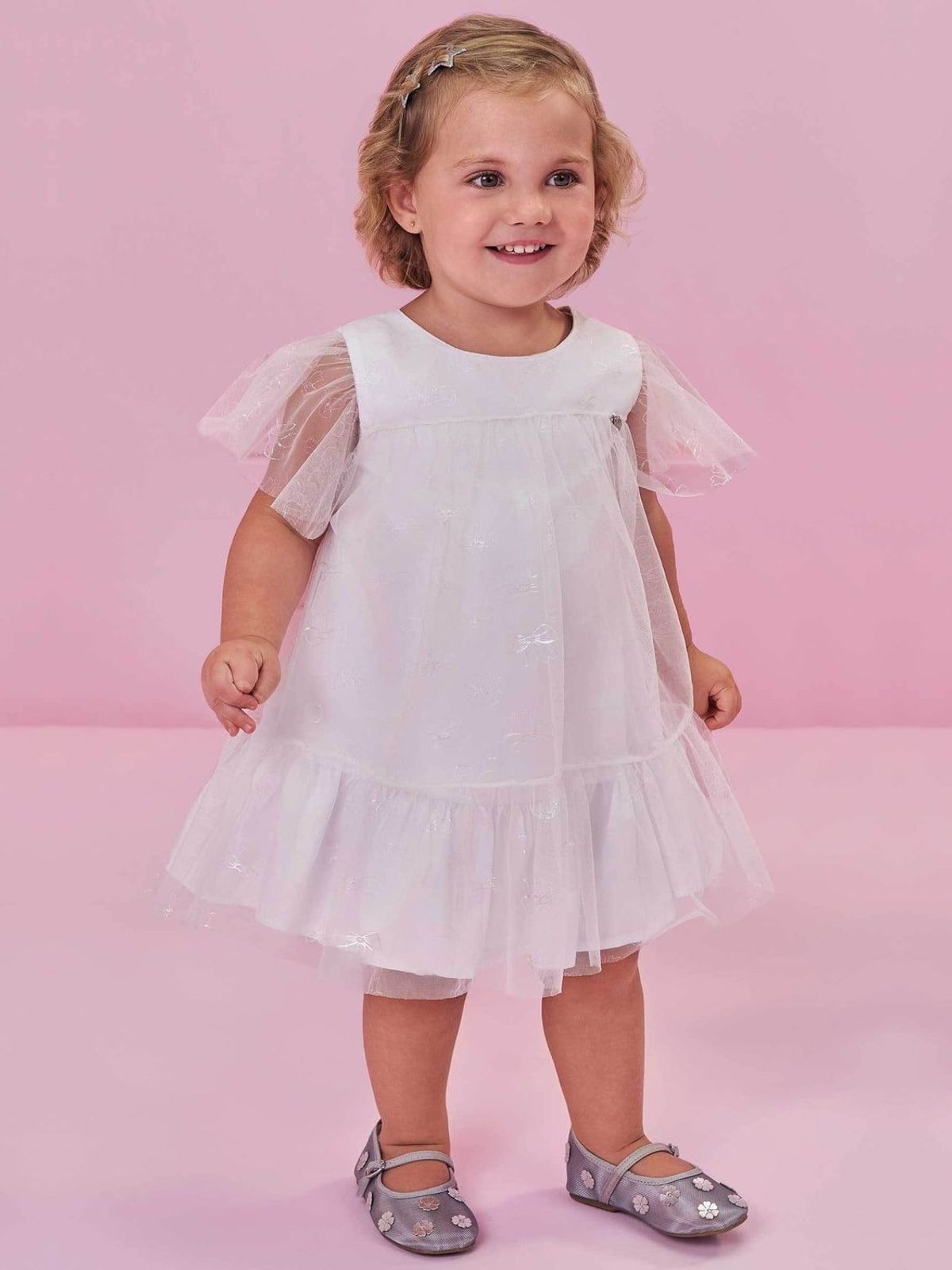 Vestido em Tule Laços Foil Kukiê Bebê Menina