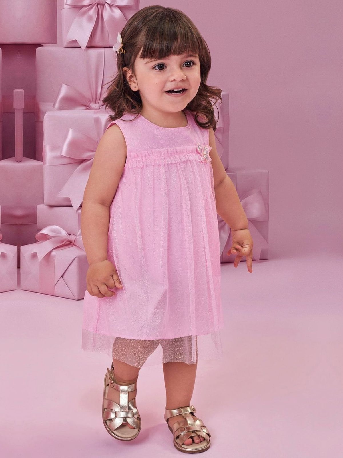 Vestido em Tule Glitter Kukiê Bebê Menina