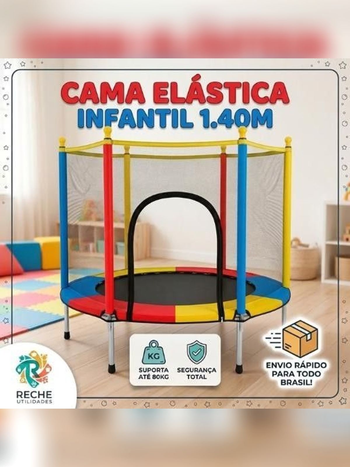 Cama Elástica Infantil 1,40 m com Rede de Proteção