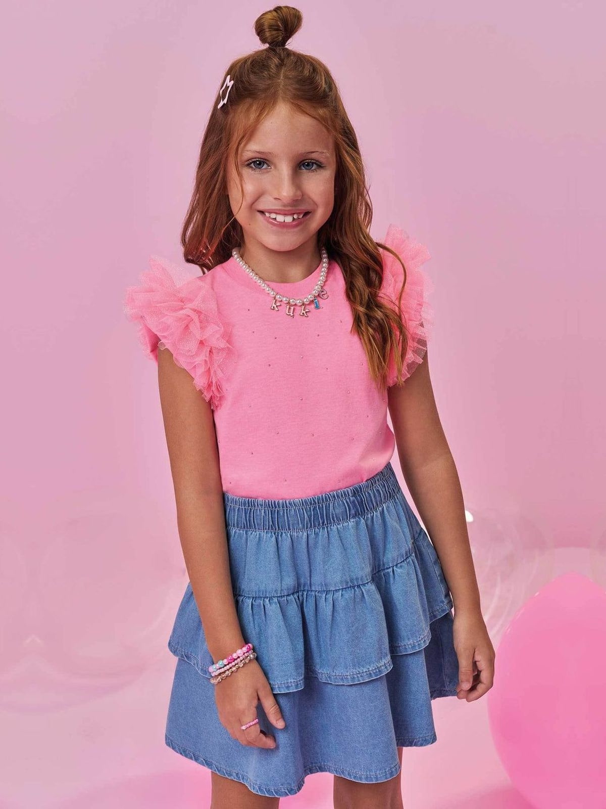 Saia em Jeans Kukiê Infantil Menina