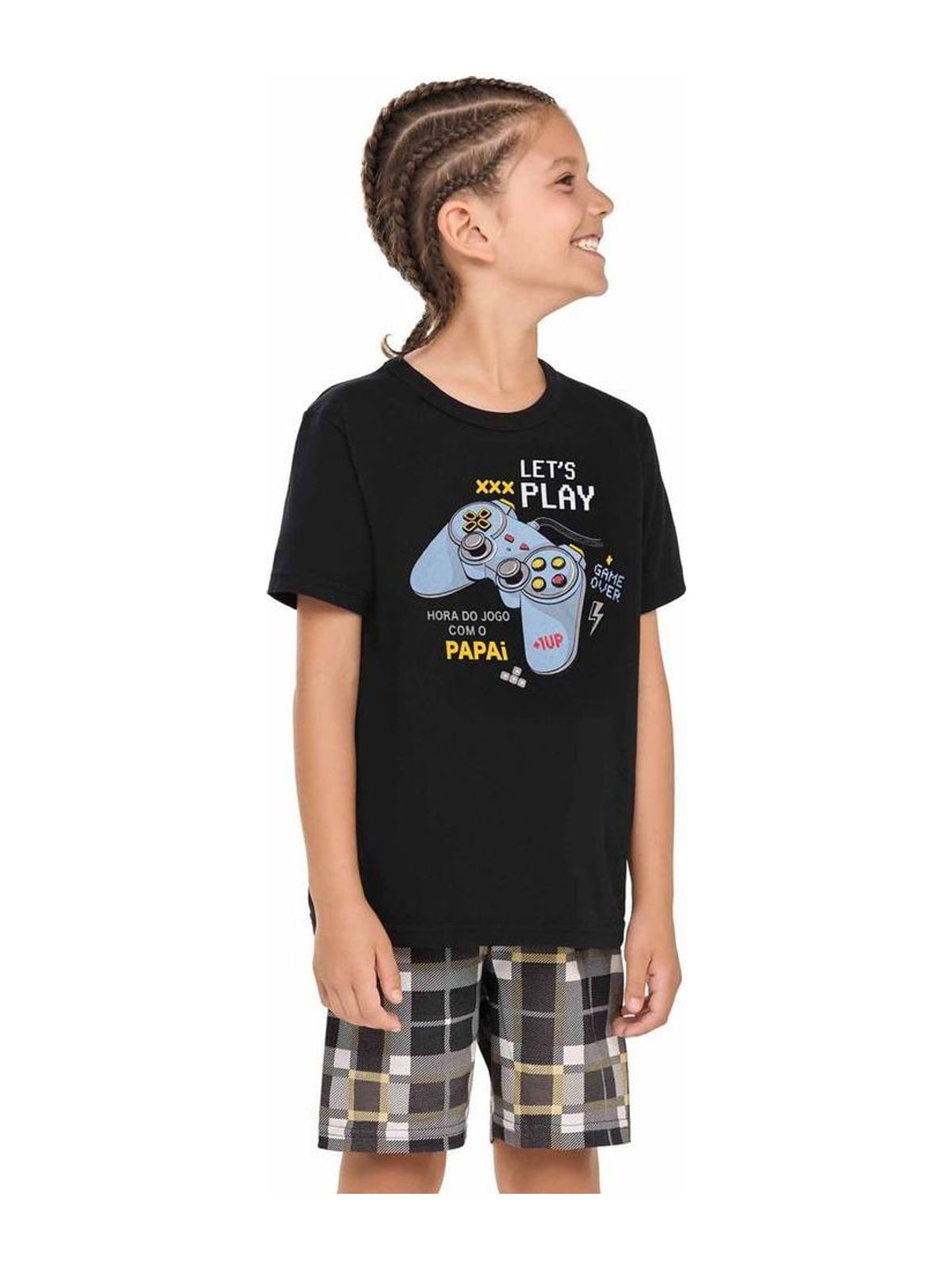 Pijama Infantil Menino Gamer Linha Família Elian Preto