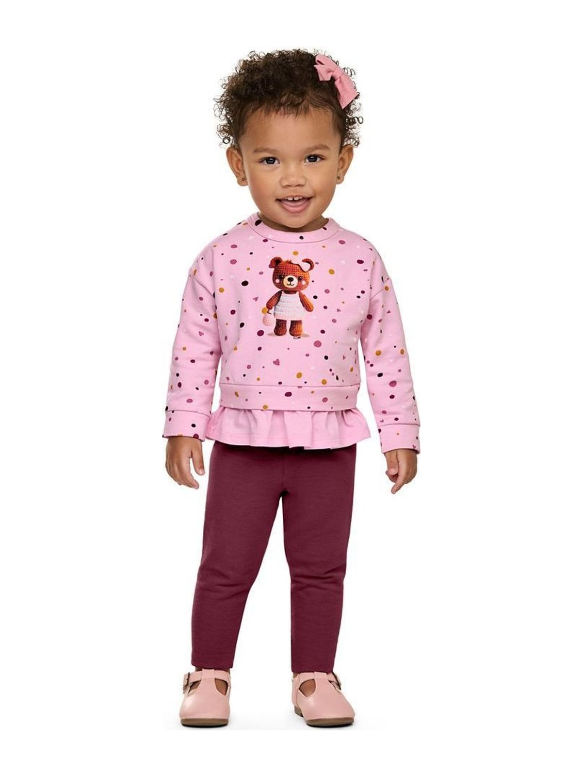 Conjunto Longo Bebê Menina Ursinha Elian Rosa