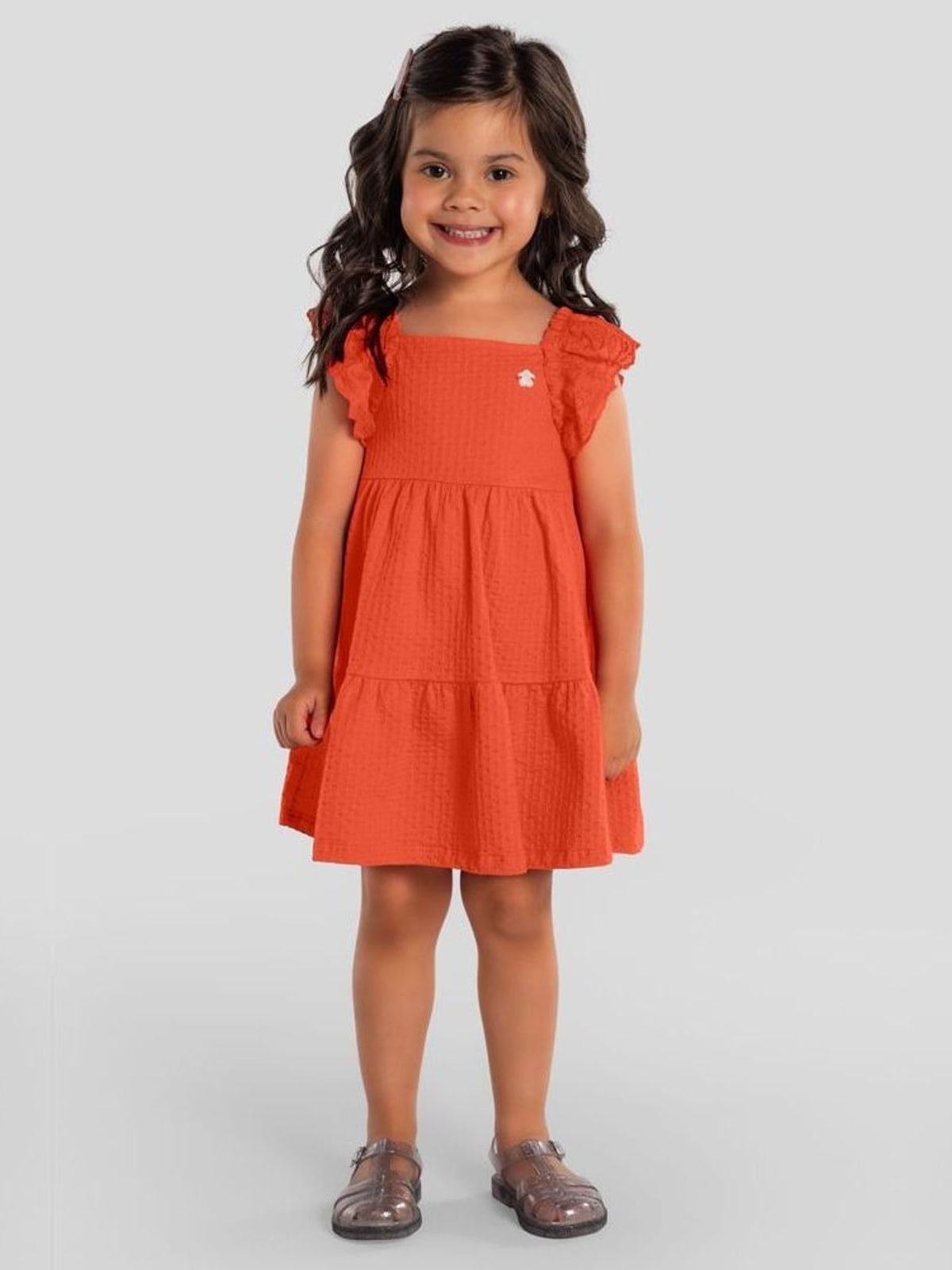 Vestido infantil menina em cotton texturizado Brandili