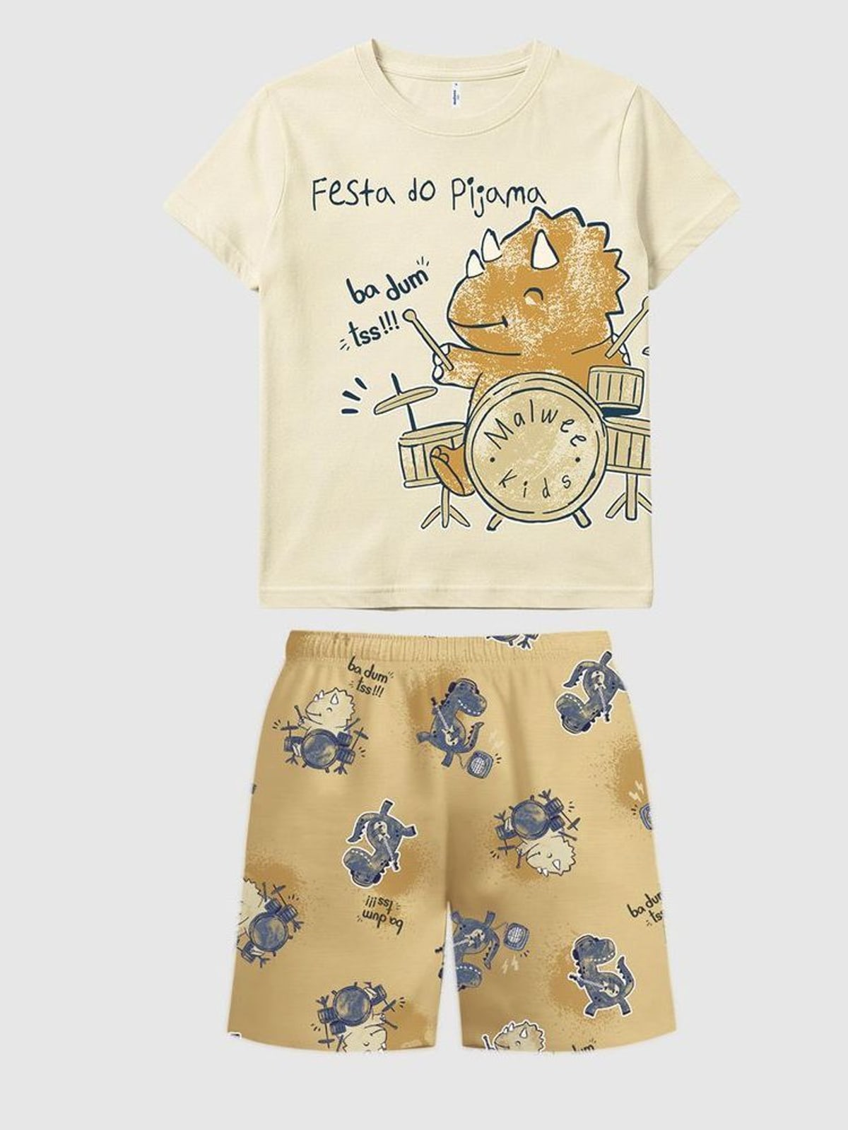 Pijama Curto Infantil Menino Festa Do Pijama Brilha No Escuro Malwee Kids