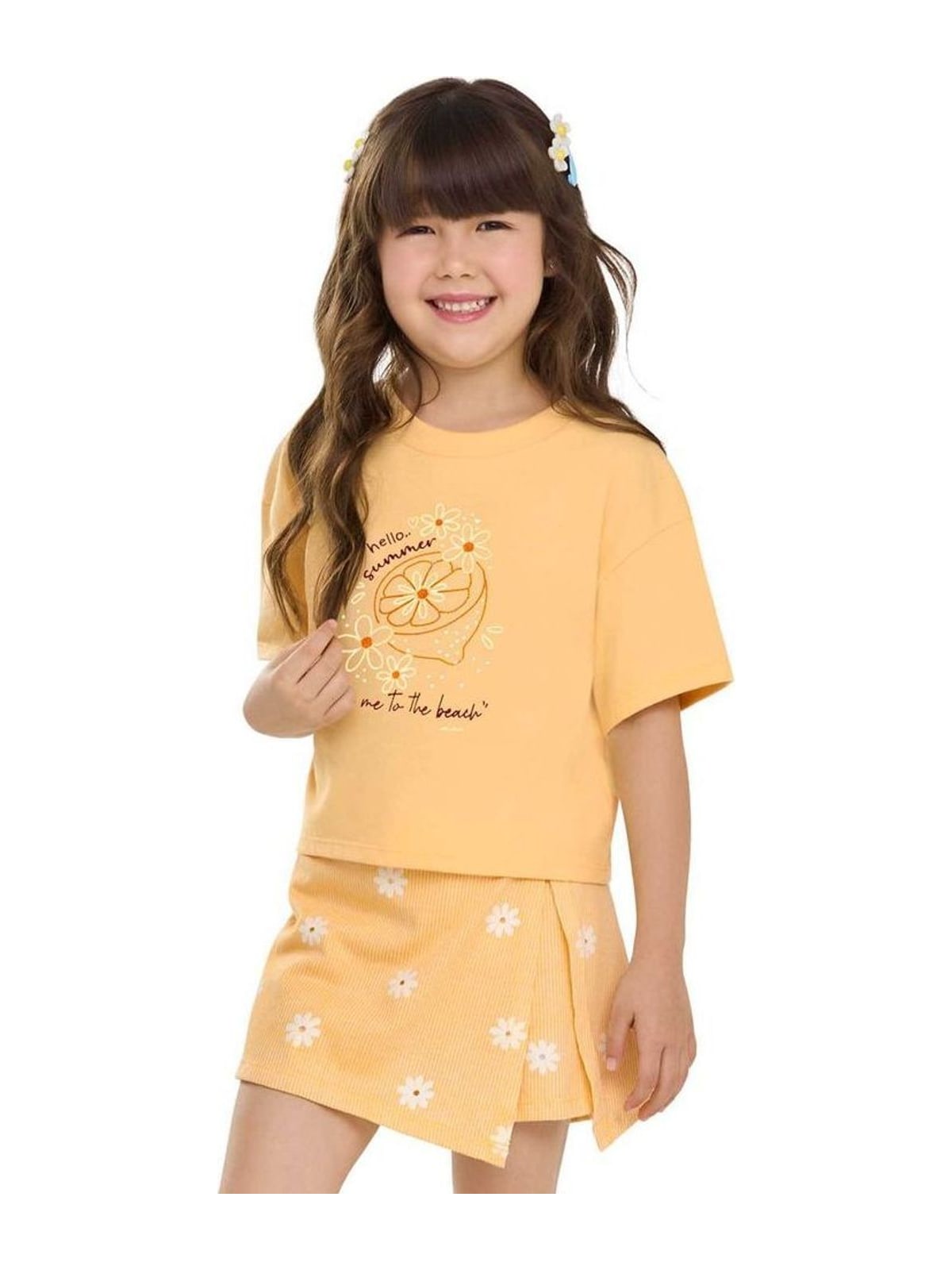 Conjunto Infantil Menina Summer Elian Amarelo