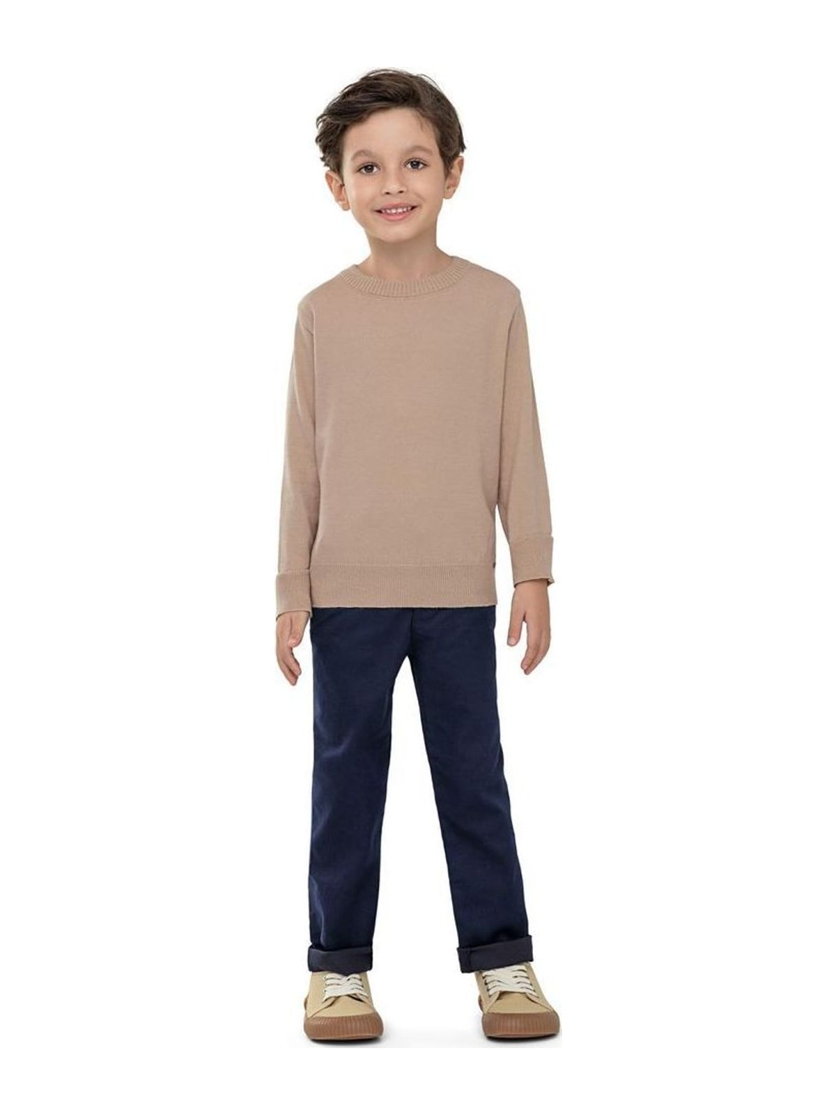 Calça Reta Infantil Menino Sarja Colorittá Azul Elian