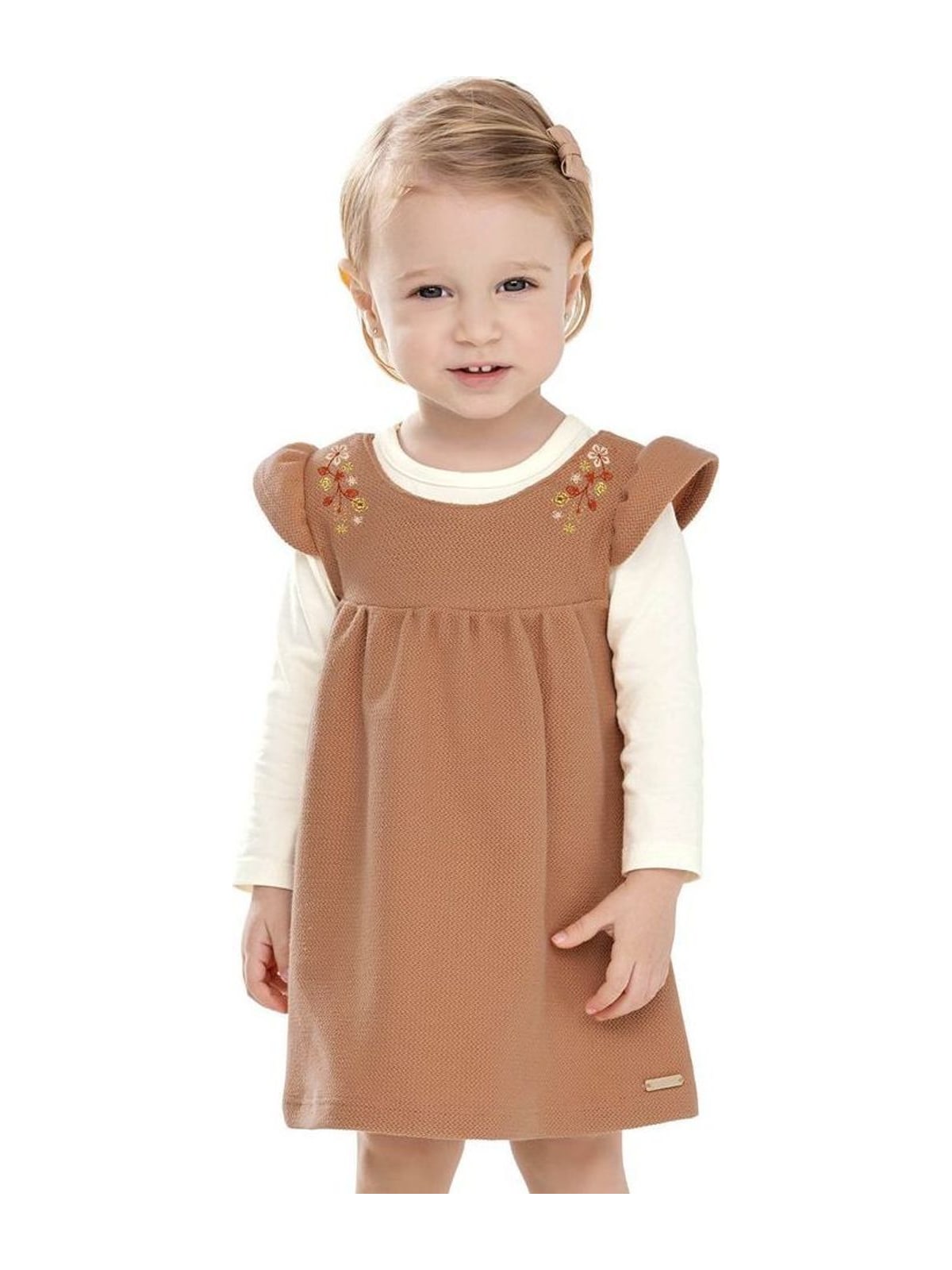 Conjunto Bebê Menina Bordado Floral Colorittá Marrom Elian