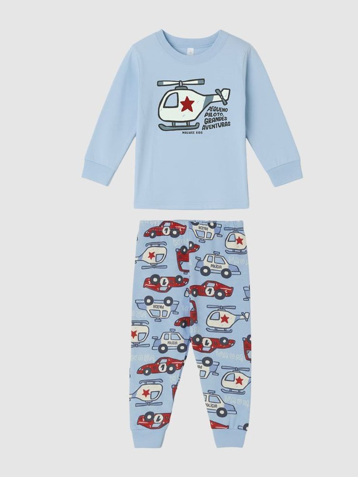 Pijama Longo Infantil Menino Pequeno Piloto Grandes Aventuras Malwee Kids