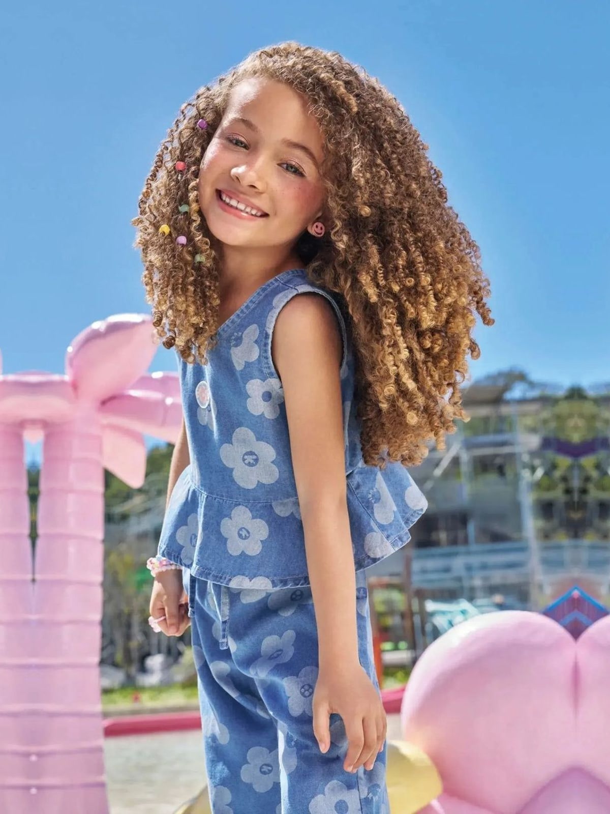 Conjunto de Bata e Calça em Jeans Kukiê Infantil Menina