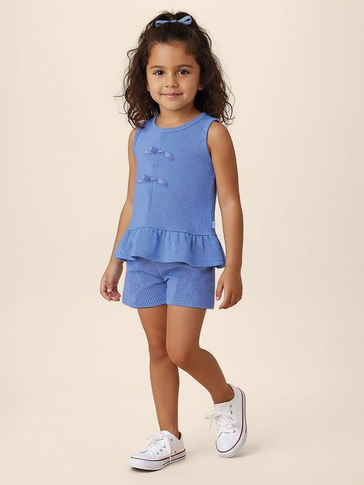 Conjunto Infantil Menina Detalhe Aplique Laço Em Malha Canelada Malwee Kids