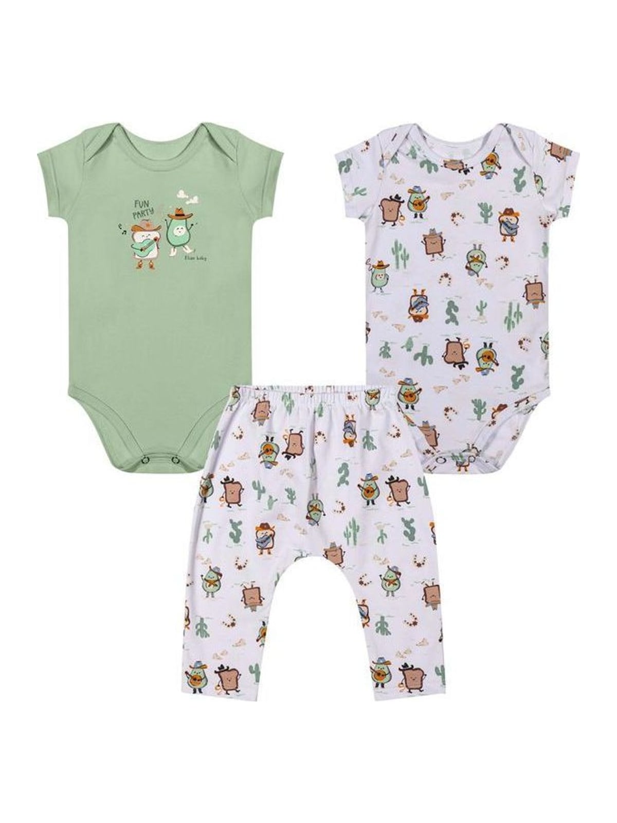 Kit Bebê Menino Bodies e Calça Com Estampa Elian Verde