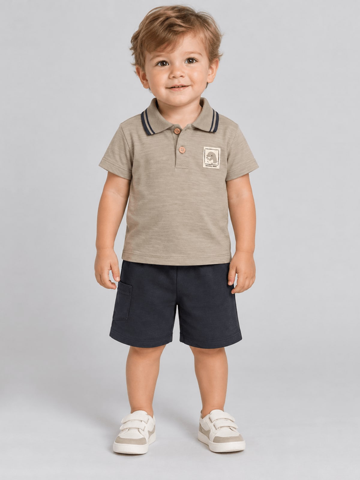 Conjunto polo bebê menino em malha Brandili Baby