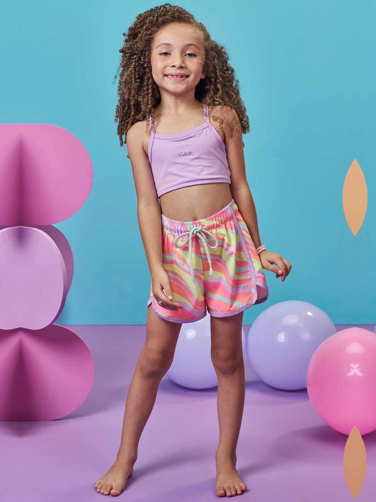 Shorts em Nylon com Elastano Kukiê Infantil Menina
