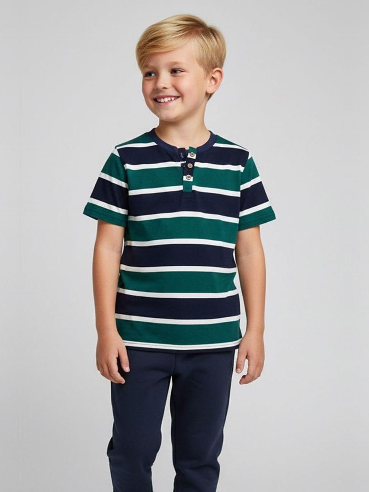 Camiseta Infantil Menino Listrada Peitilho Elian Azul