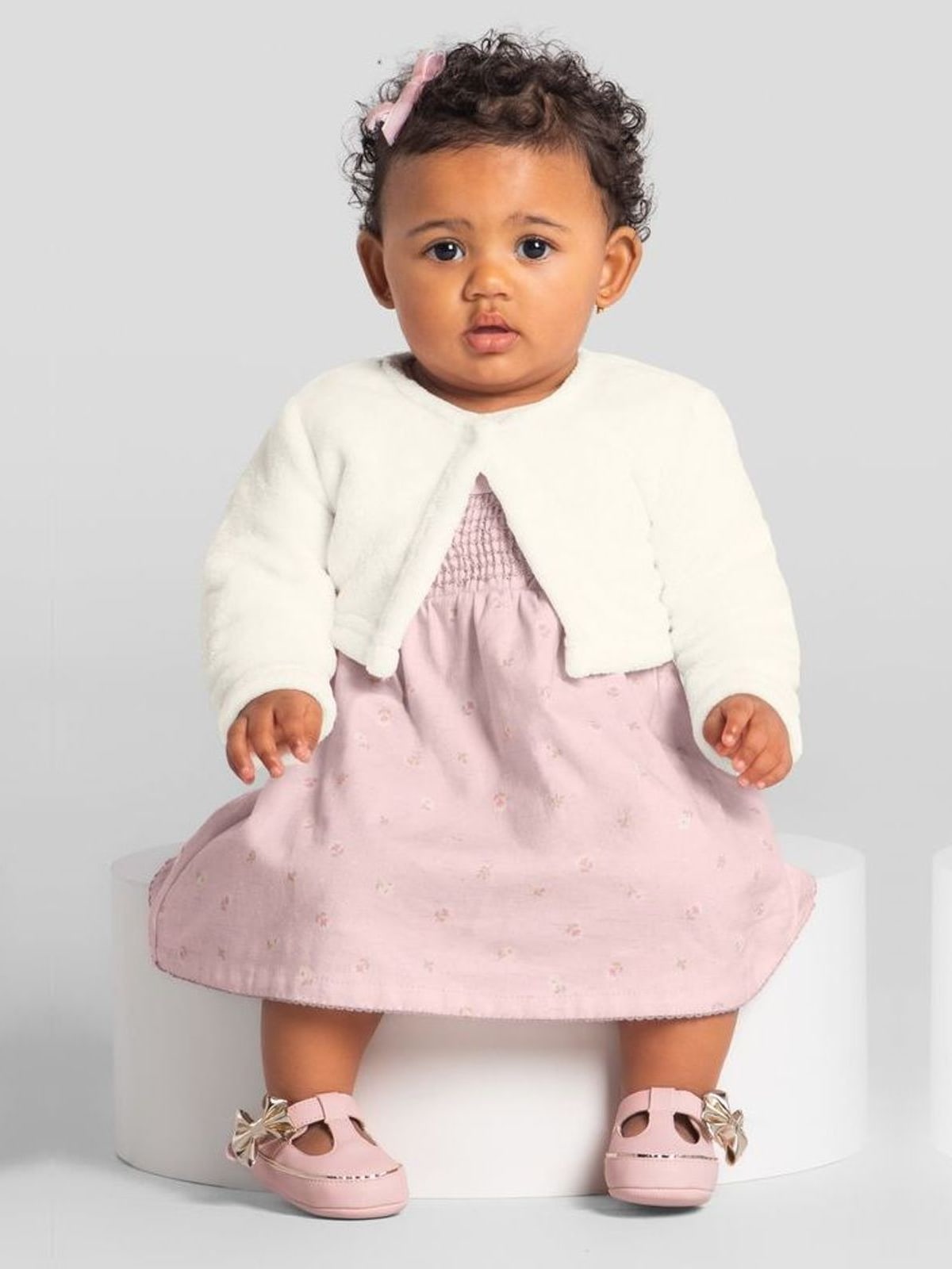 Conjunto bebê menina em sarja Mundi Brandili