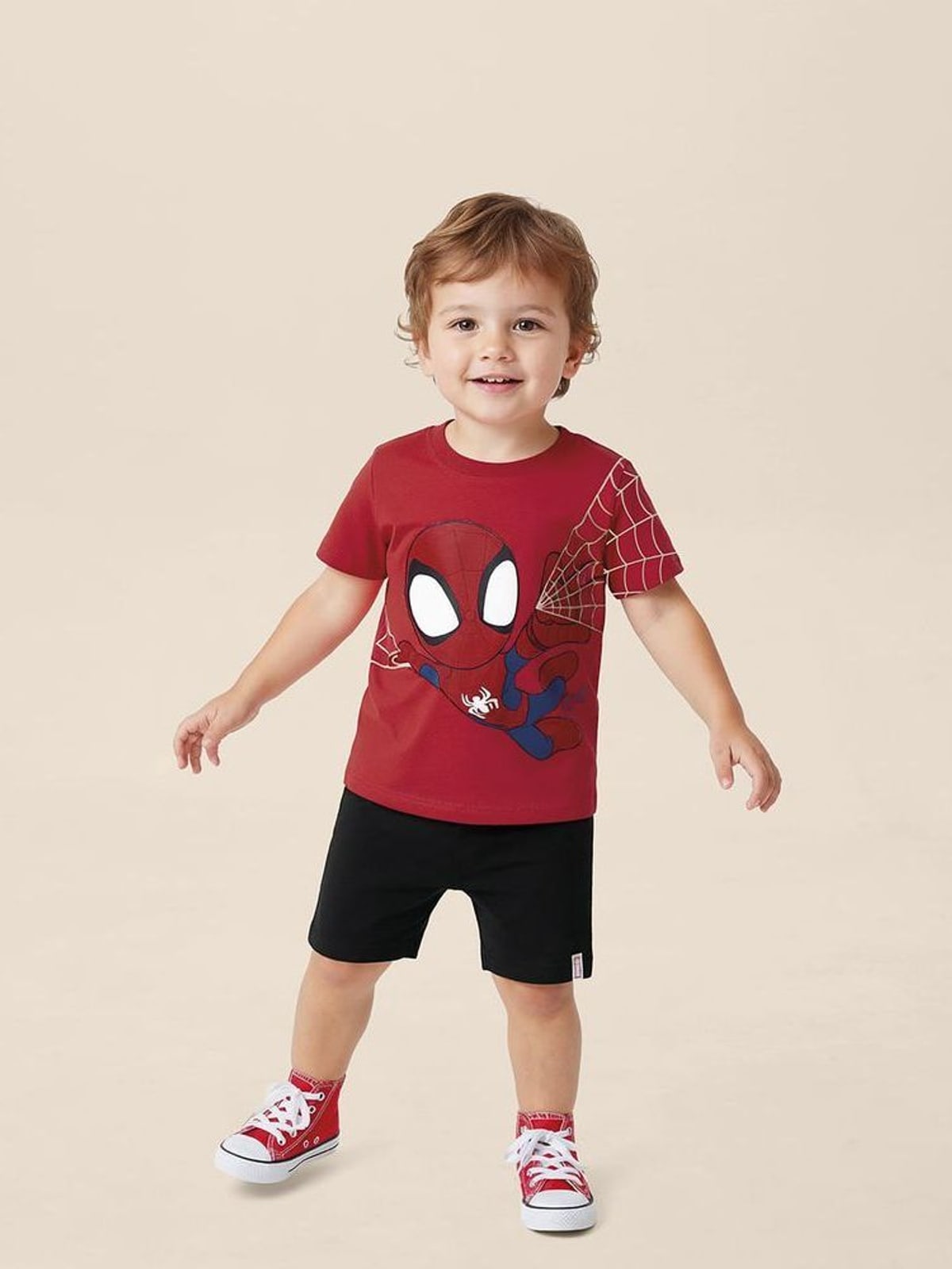 Conjunto Infantil Menino Camiseta Spidey Homem-Aranha Teia Malwee Kids