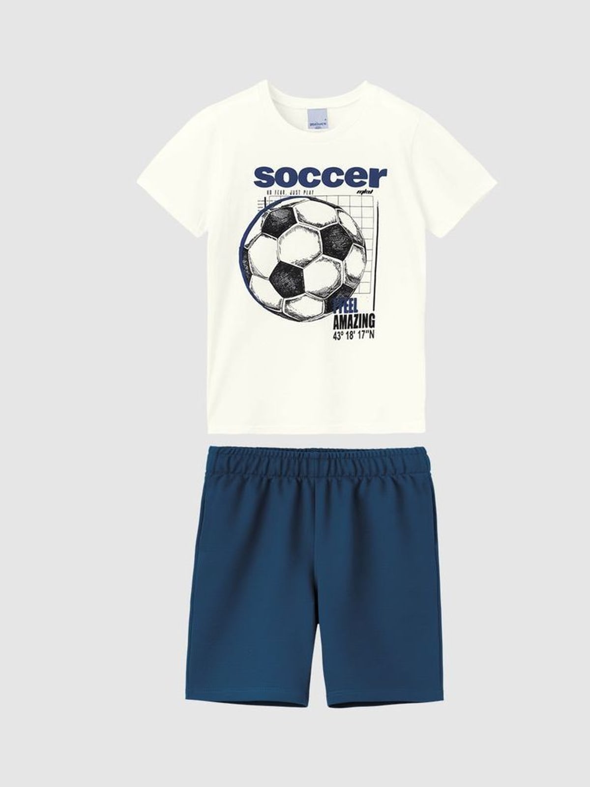 Conjunto Infantil Menino Camiseta Estampada E Bermuda Moletinho Malwee Kids