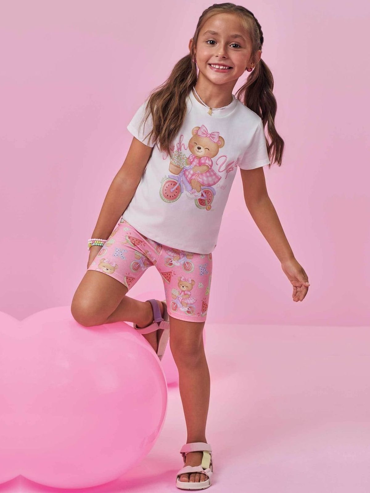 Bermuda Biker em Molecotton Kukiê Infantil Menina