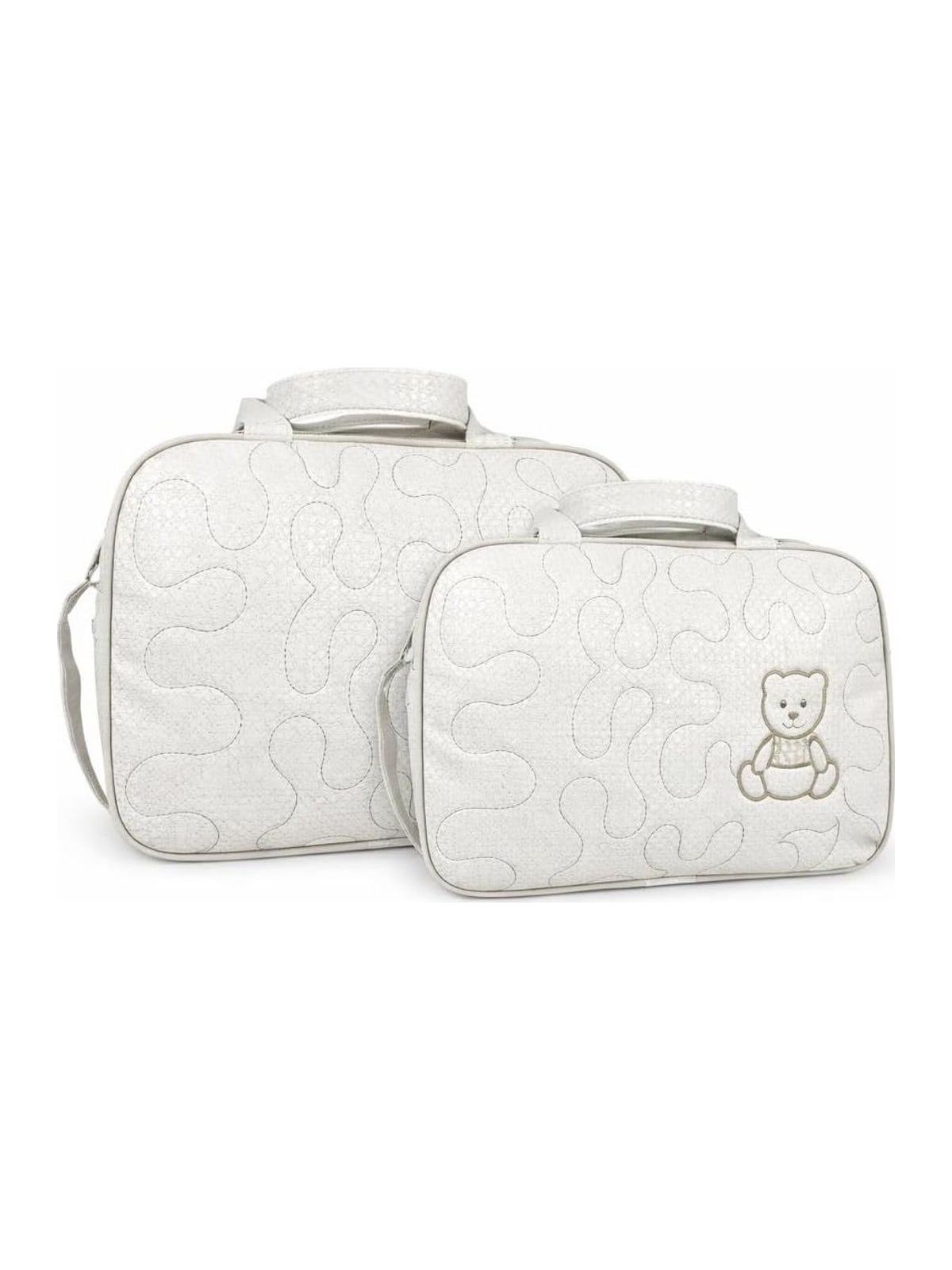 Kit Bolsa Maternidade 2 Peças Bolsa Grande e Frasqueira Branco