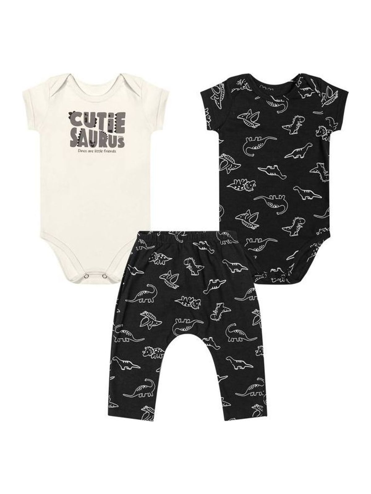Kit Bebê Menino Bodies e Calça Com Estampa Elian Bege