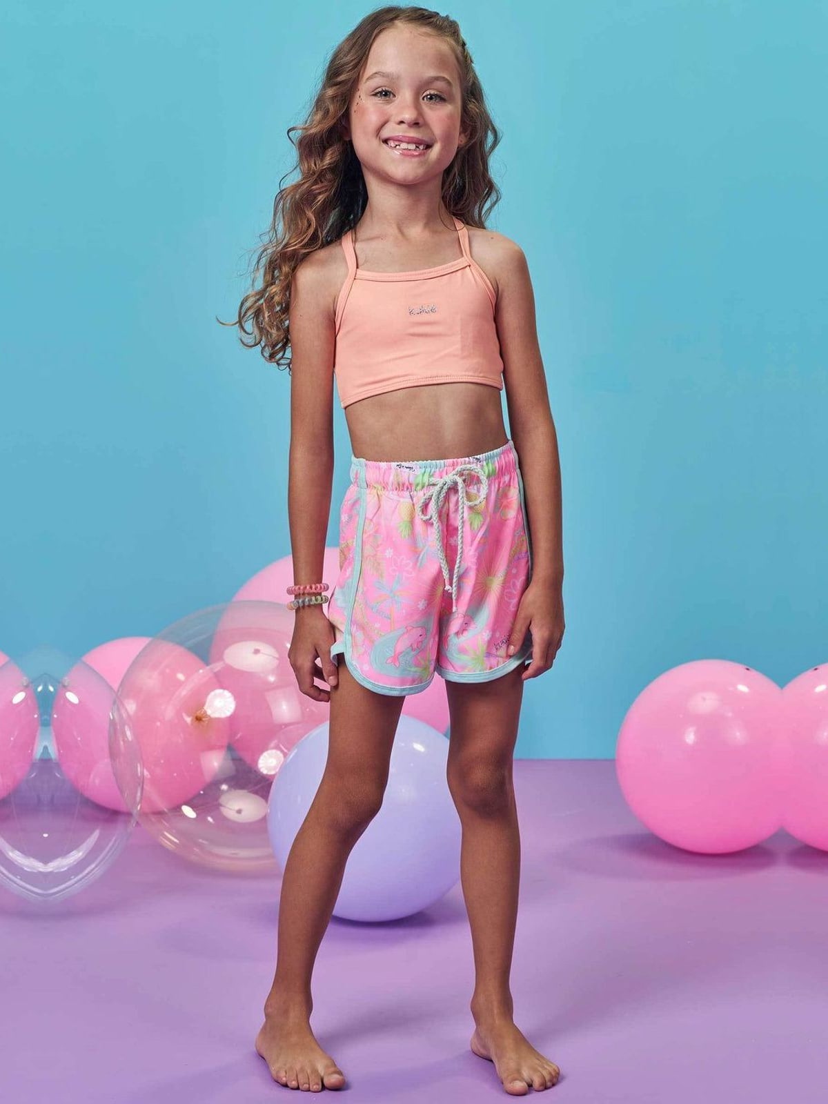 Shorts em Nylon com Elastano Kukiê Infantil Menina