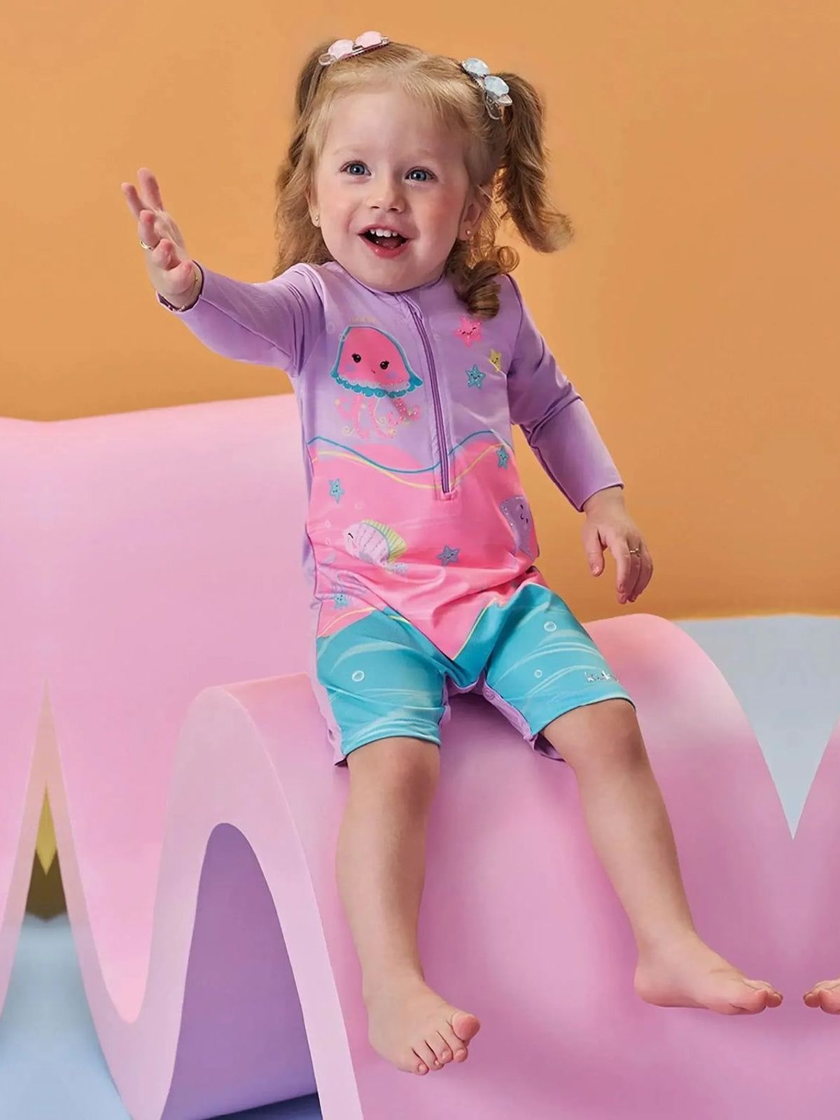 Macacão em Malha com Proteção UV50+ Kukiê Bebê Menina