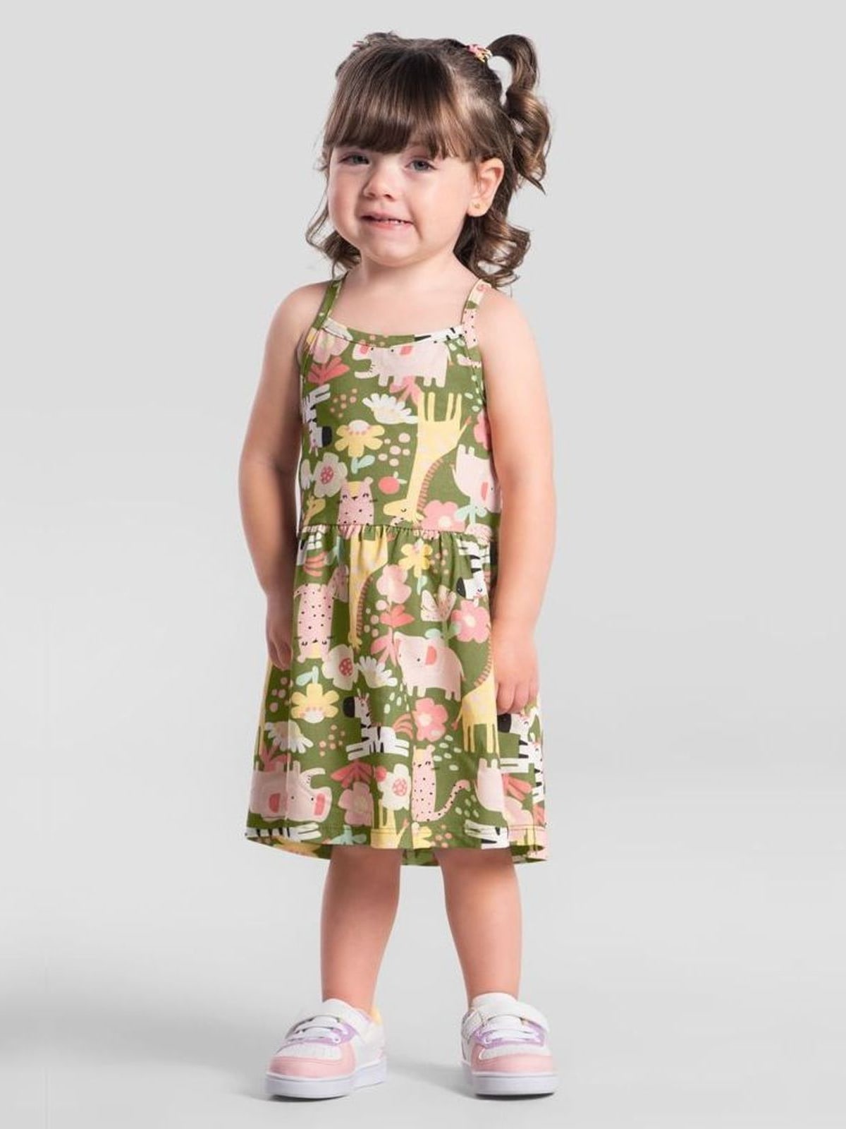Vestido infantil menina de animais Brandili