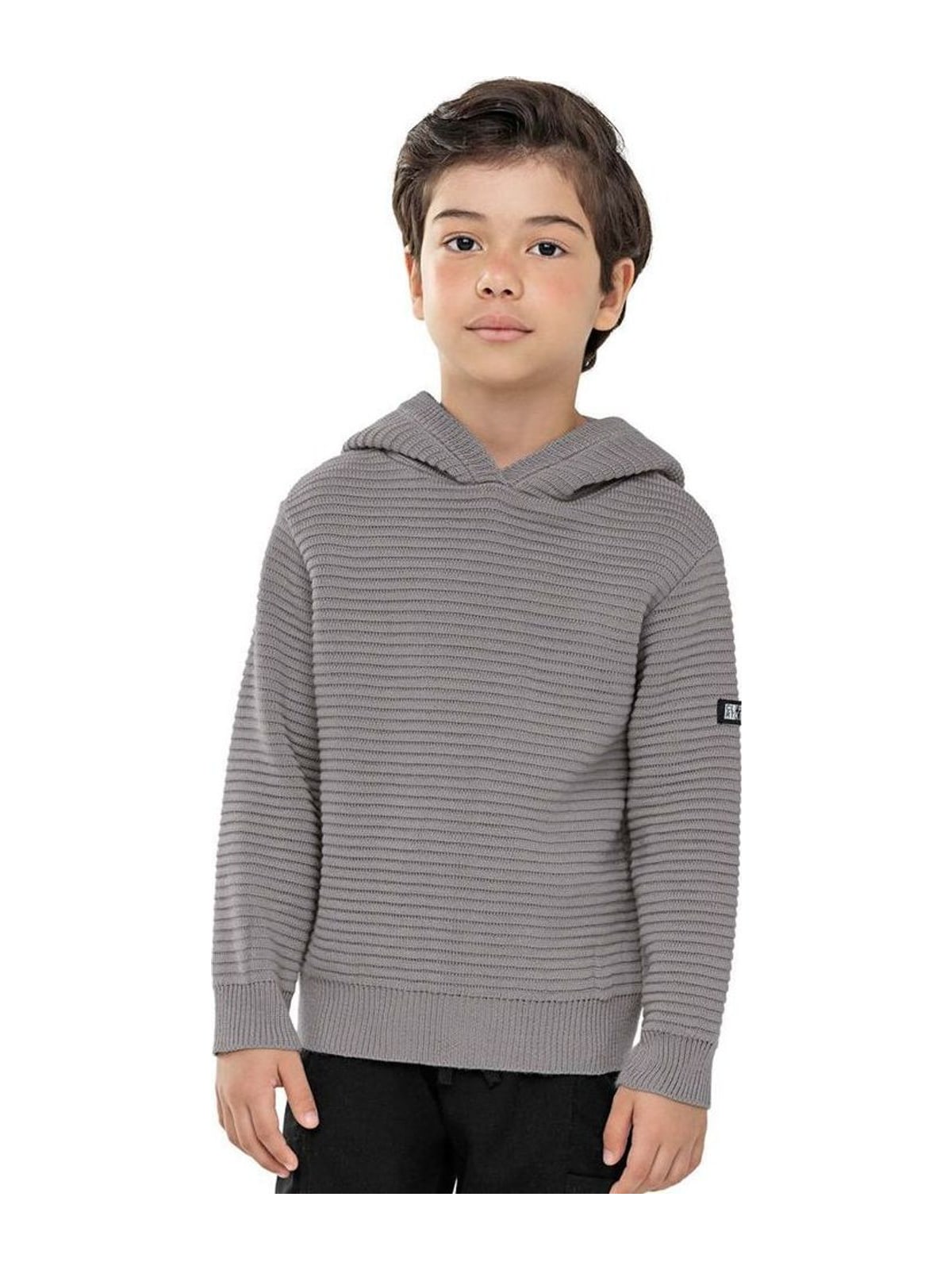 Suéter Infantil Menino Tricô Com Capuz Colorittá Cinza Elian