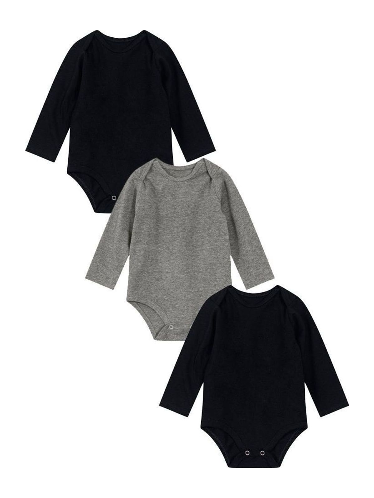 Kit bebê unissex com 3 bodies em cotton Brandili