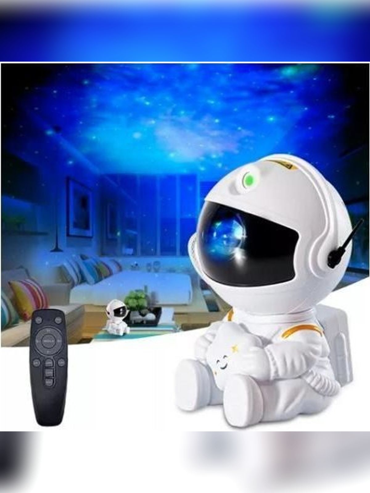 Luminária Projetor Astronauta Galáxia com Controle Remoto