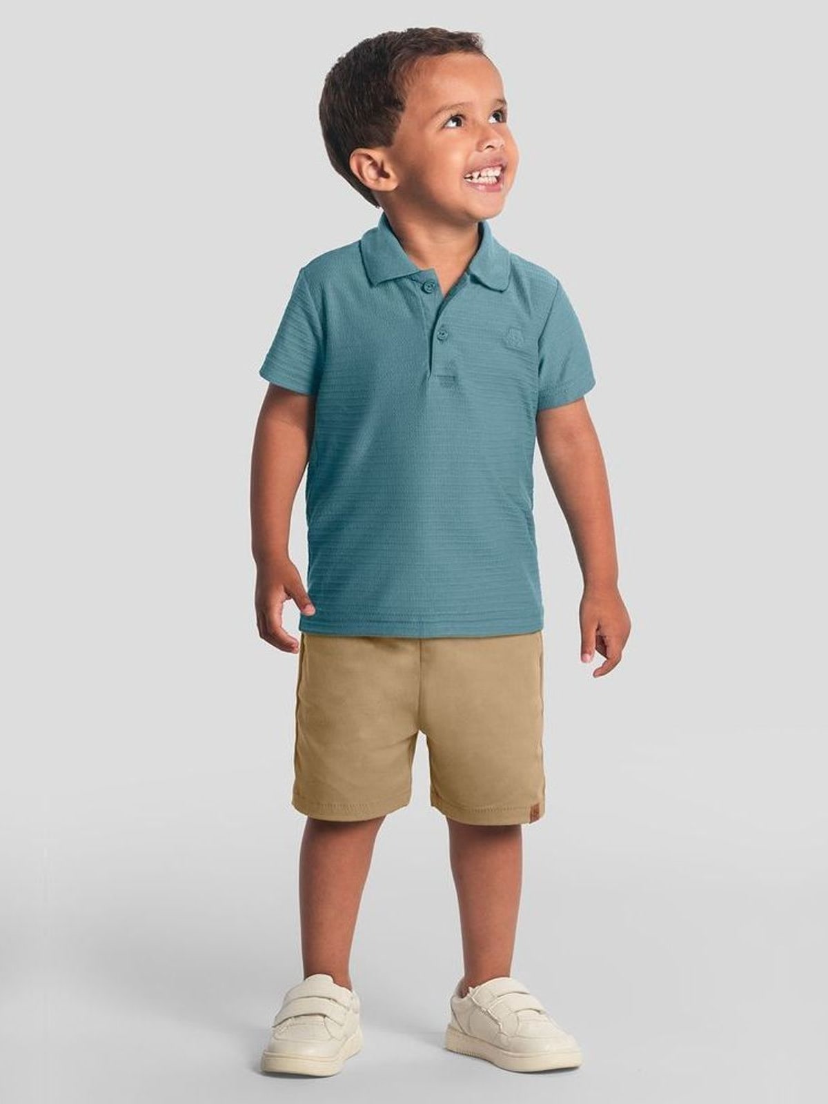 Camisa polo infantil menino canelada Brandili