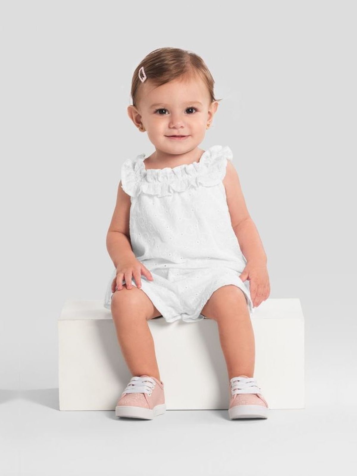 Conjunto bebê menina em laise de corações Mundi Brandili