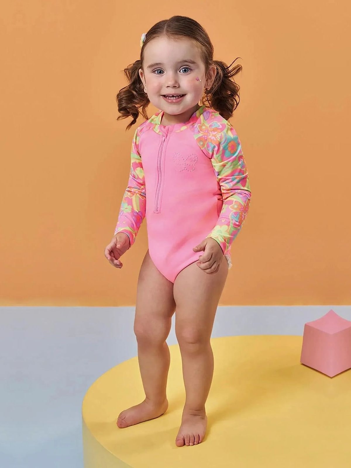 Maiô em Malha com Proteção Uv 50+ Kukiê Bebê Menina