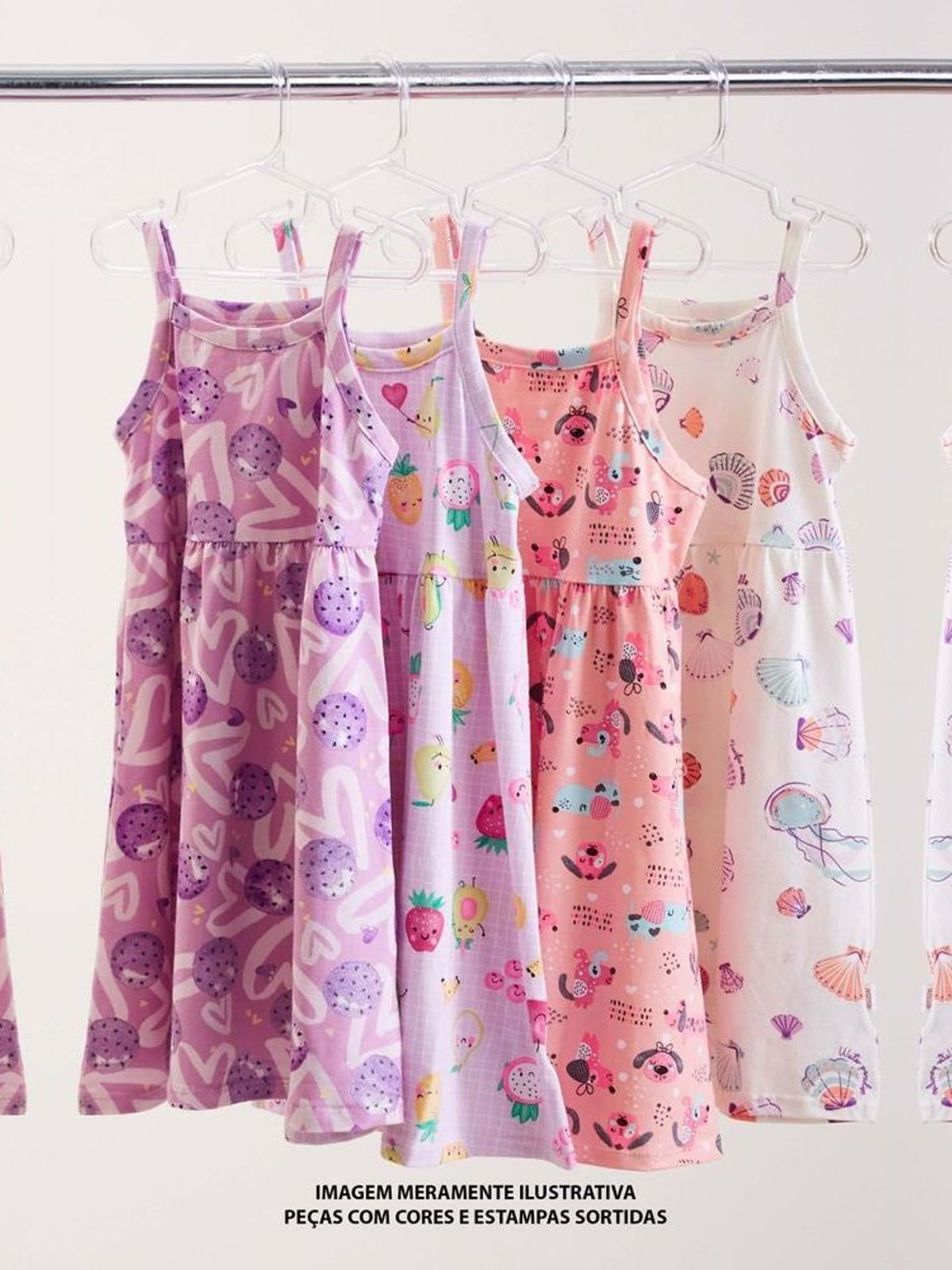 Kit 4 Vestidos Alcinha Infantil Menina Elian Sortido